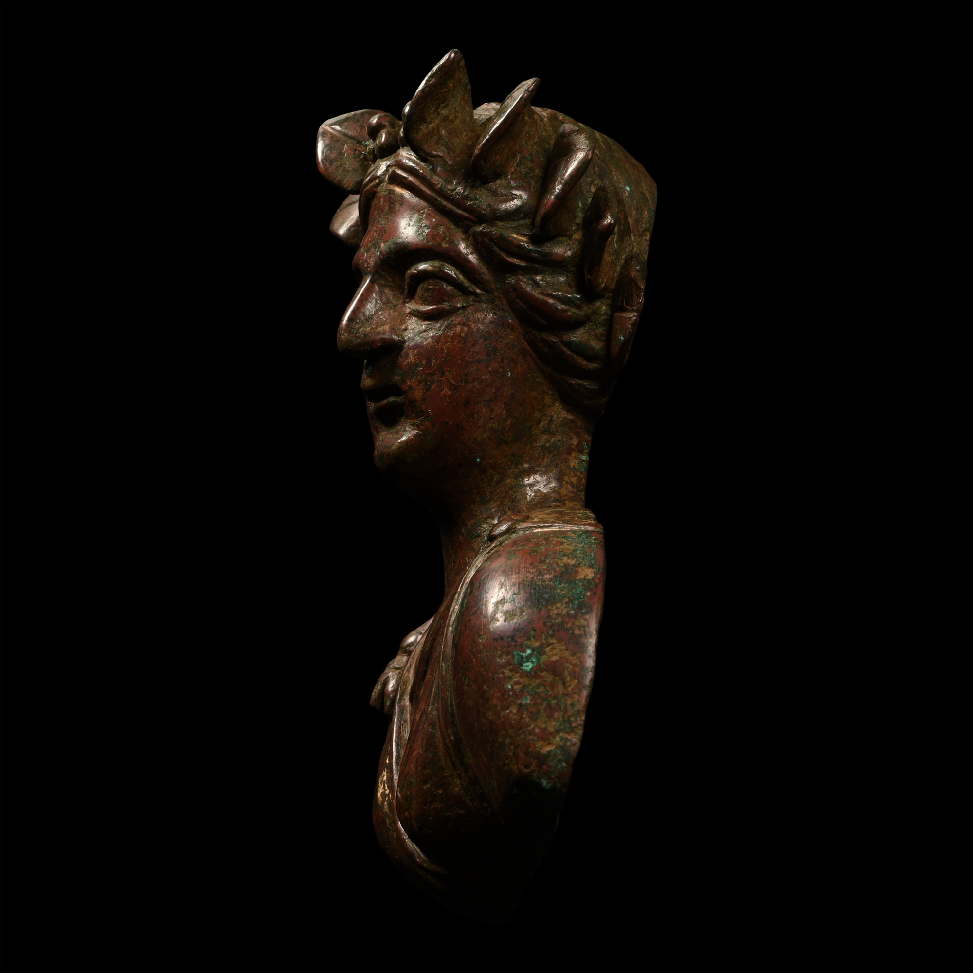 Hellenistic Bronze Protome of a Maenad