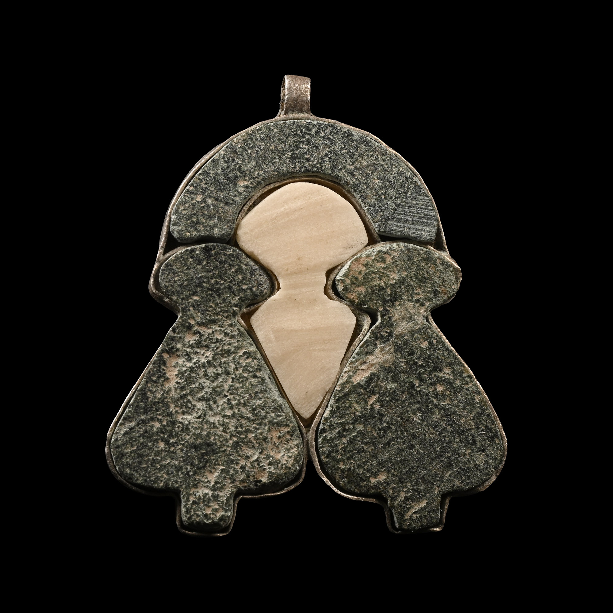 Elamite Silver Pendant with Lapis Lazuli Inlays