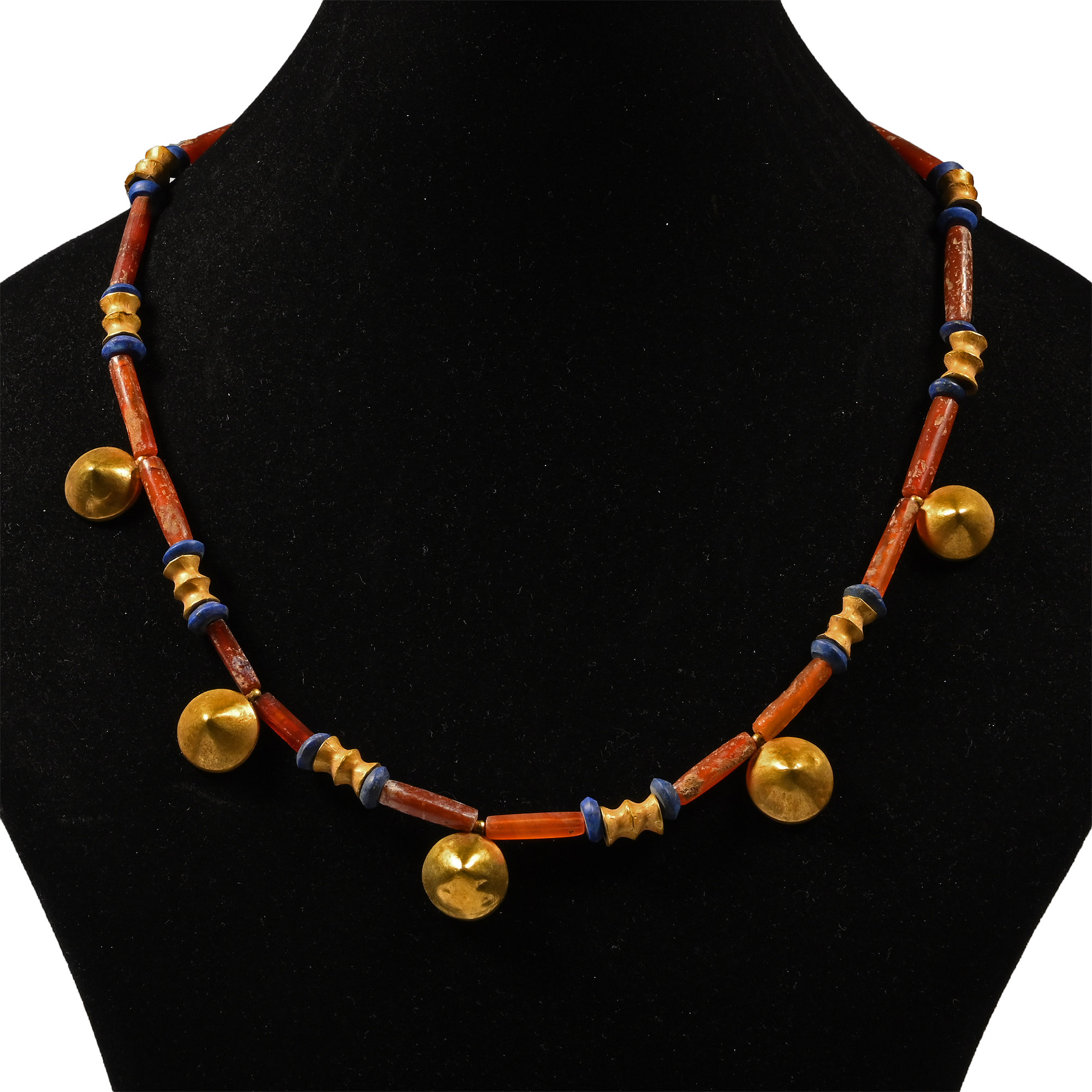 Elamite Carnelian Necklace with Gold Tubular Pendants