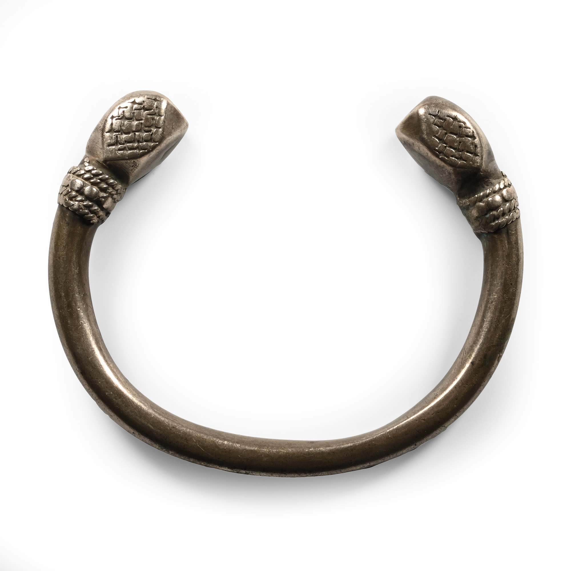 Western Asiatic Silver Bracelet with Polyhedral Terminals