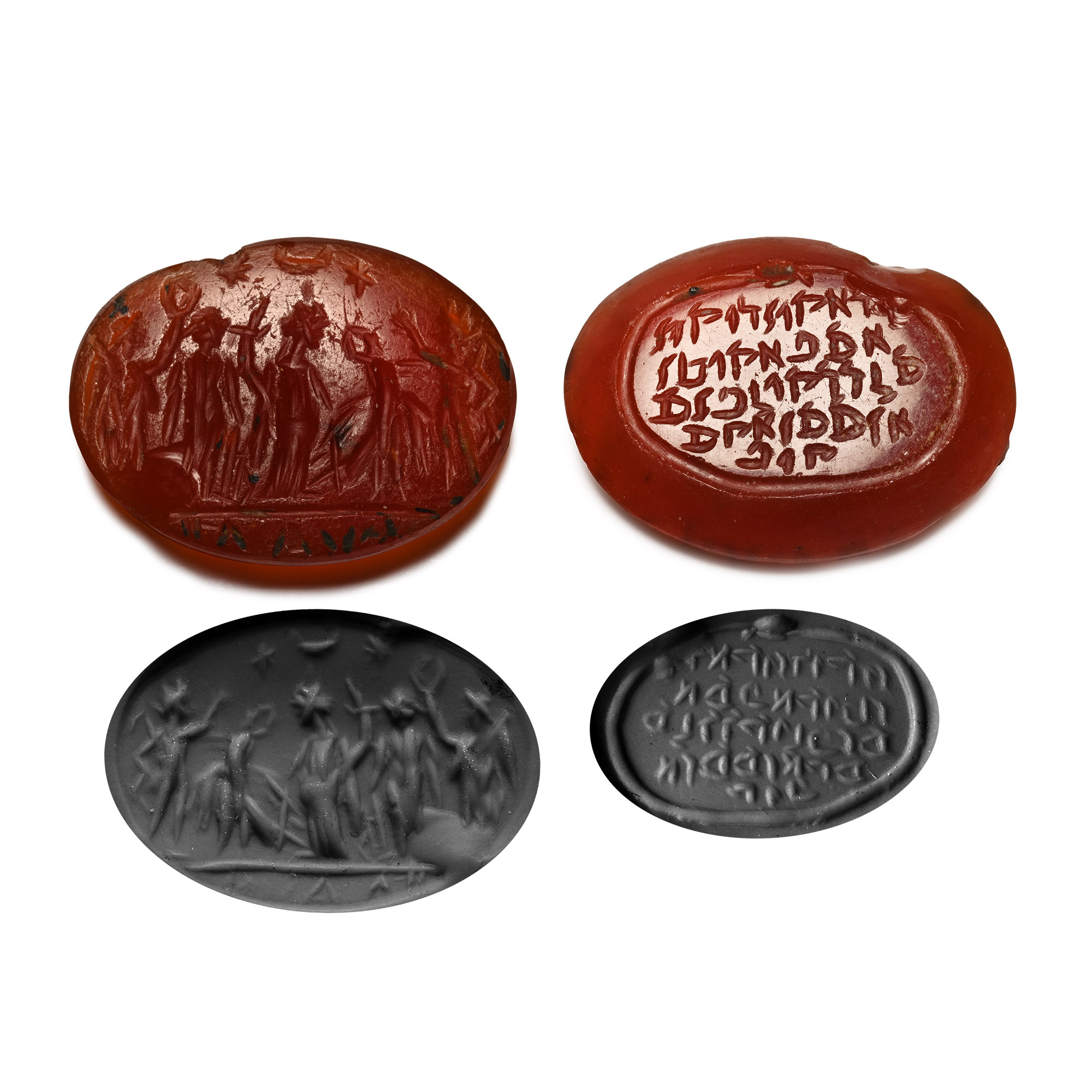 Roman Gemstone with Victory Coronation Scene with Hebrew Script