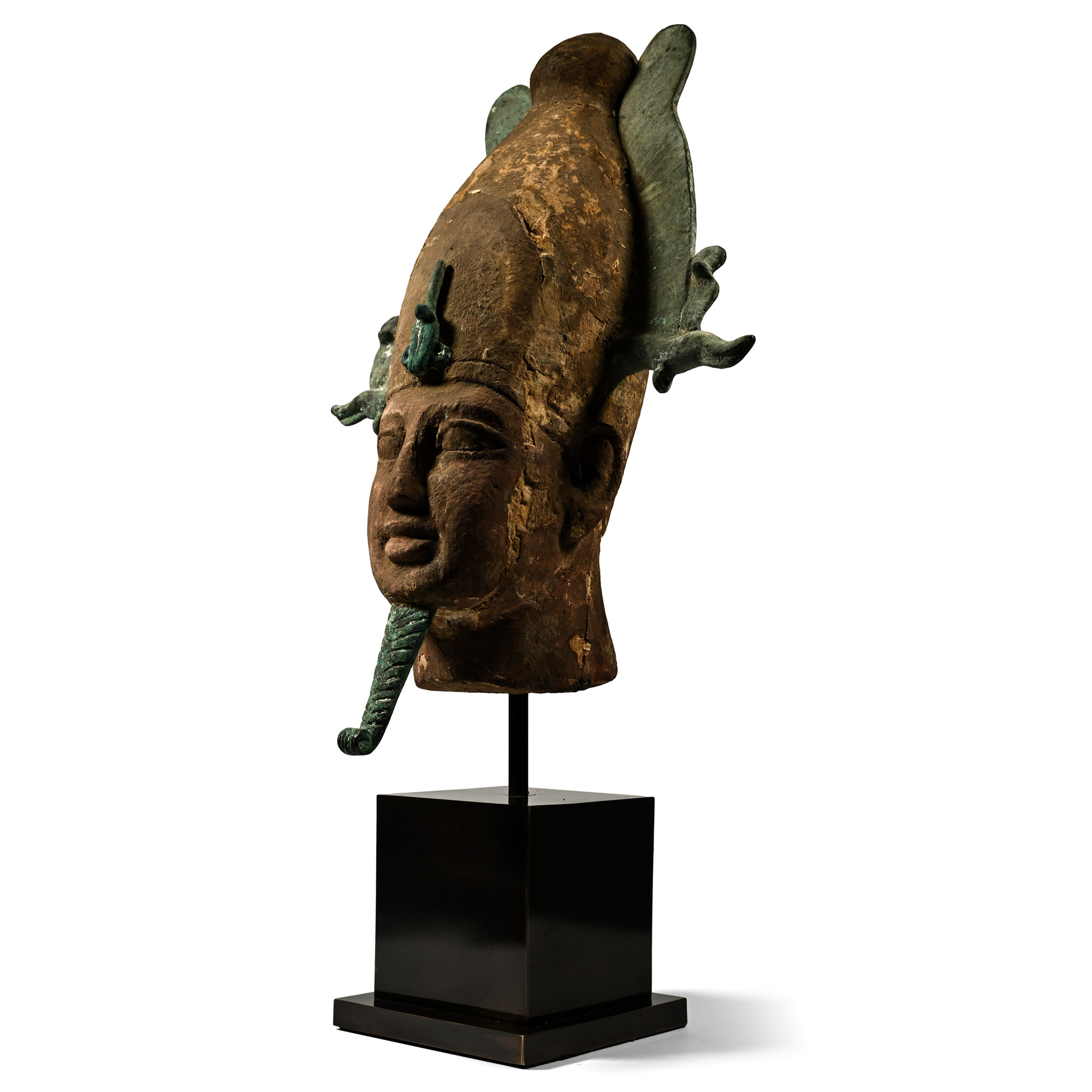 Very Large Egyptian Wooden Head of Osiris