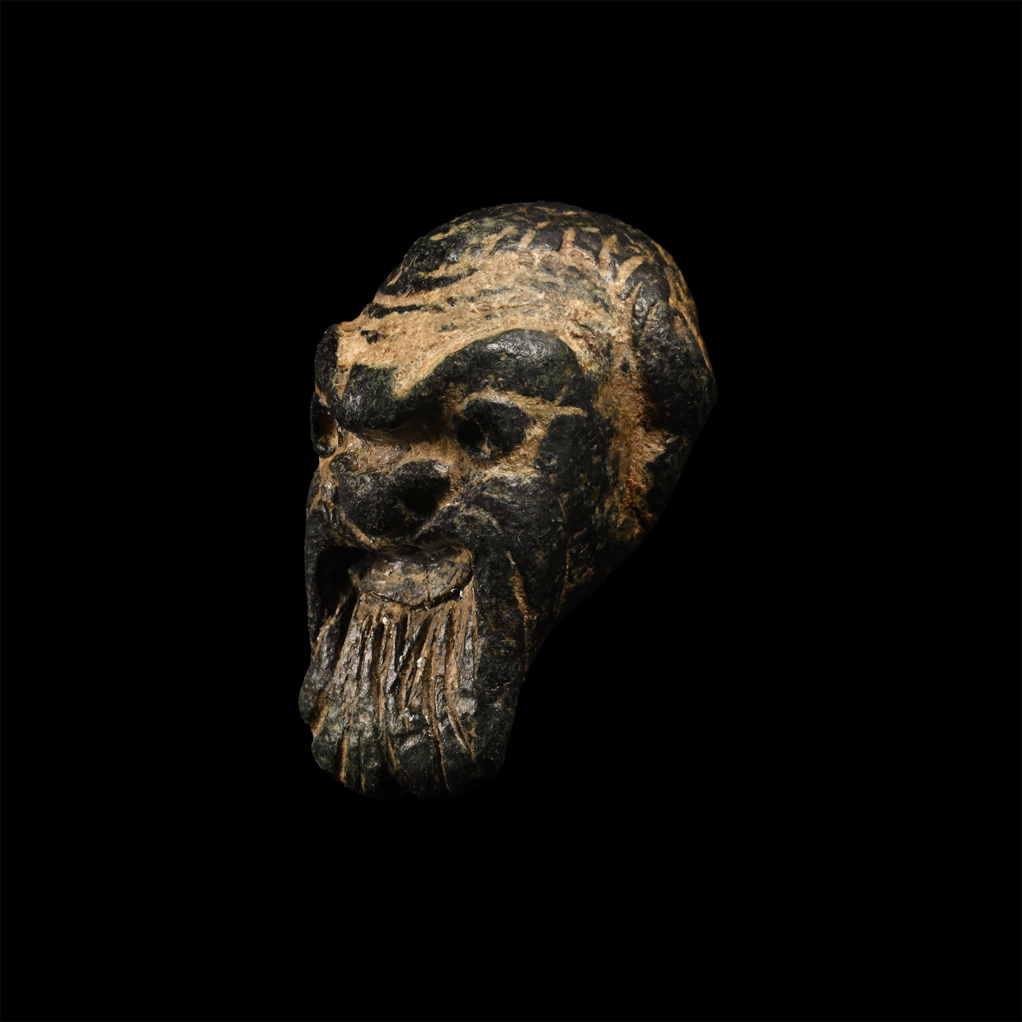 Roman Bronze Appliqué in the Shape of an Actor's Mask