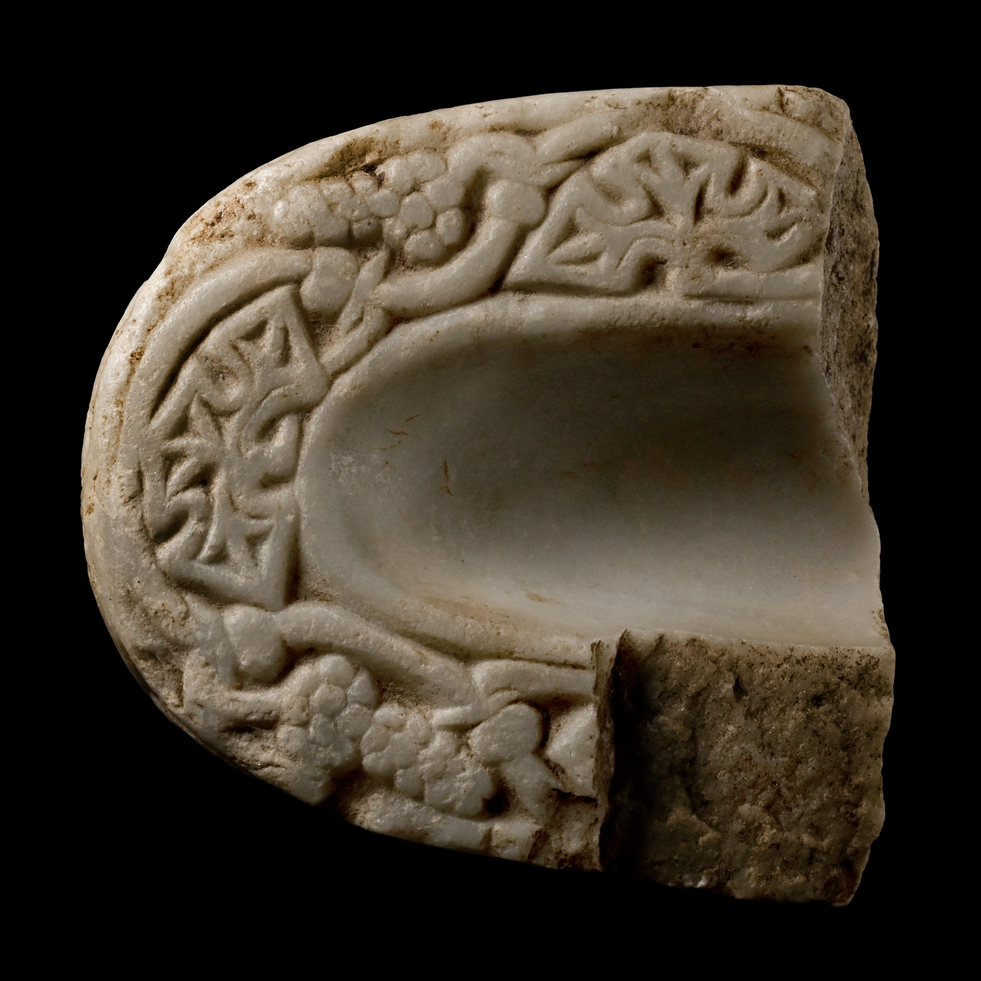 Coptic Marble Liturgical Vessel Fragment with Inscription