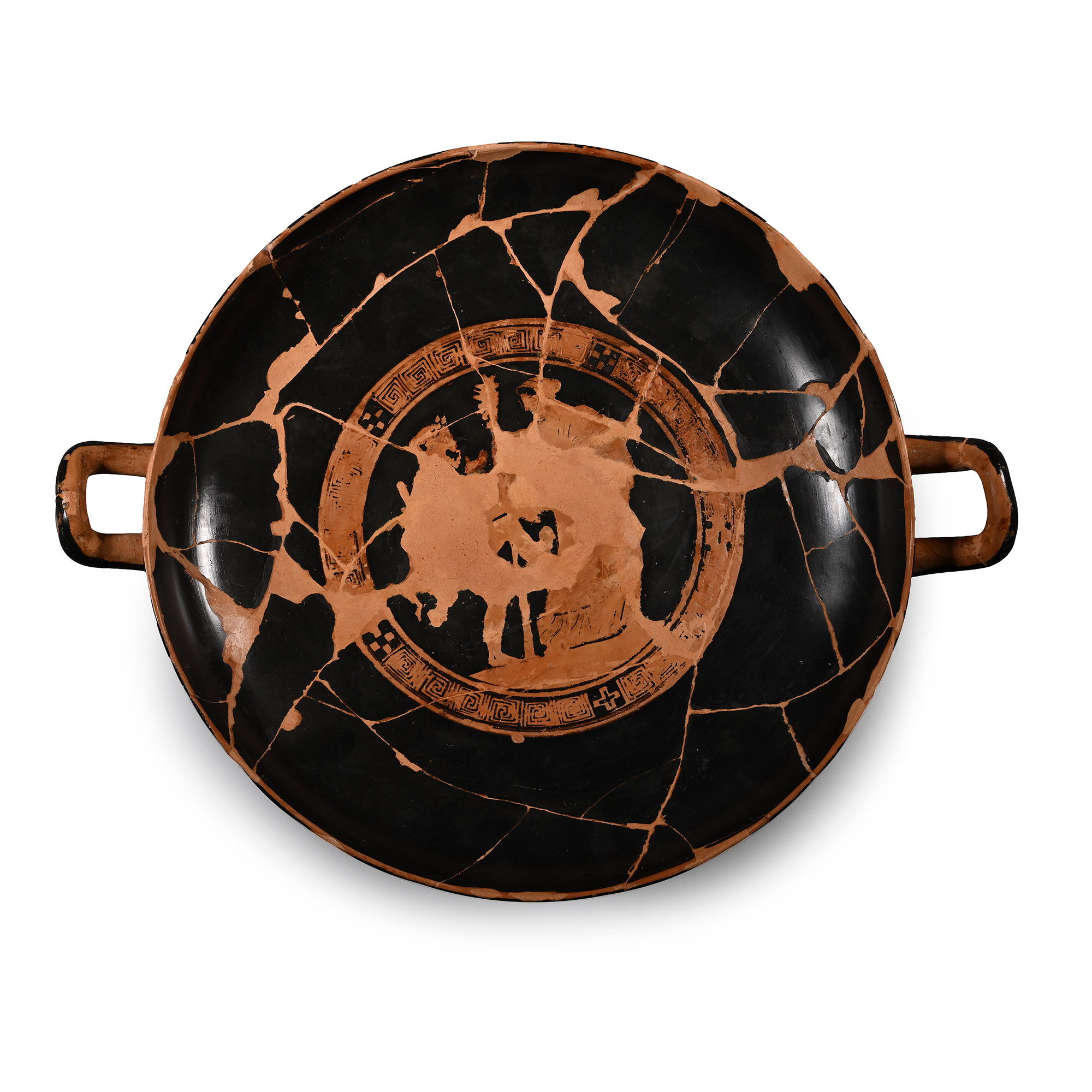 Greek Attic Red-Figure Kylix with Dancing Nymphs and Satyrs