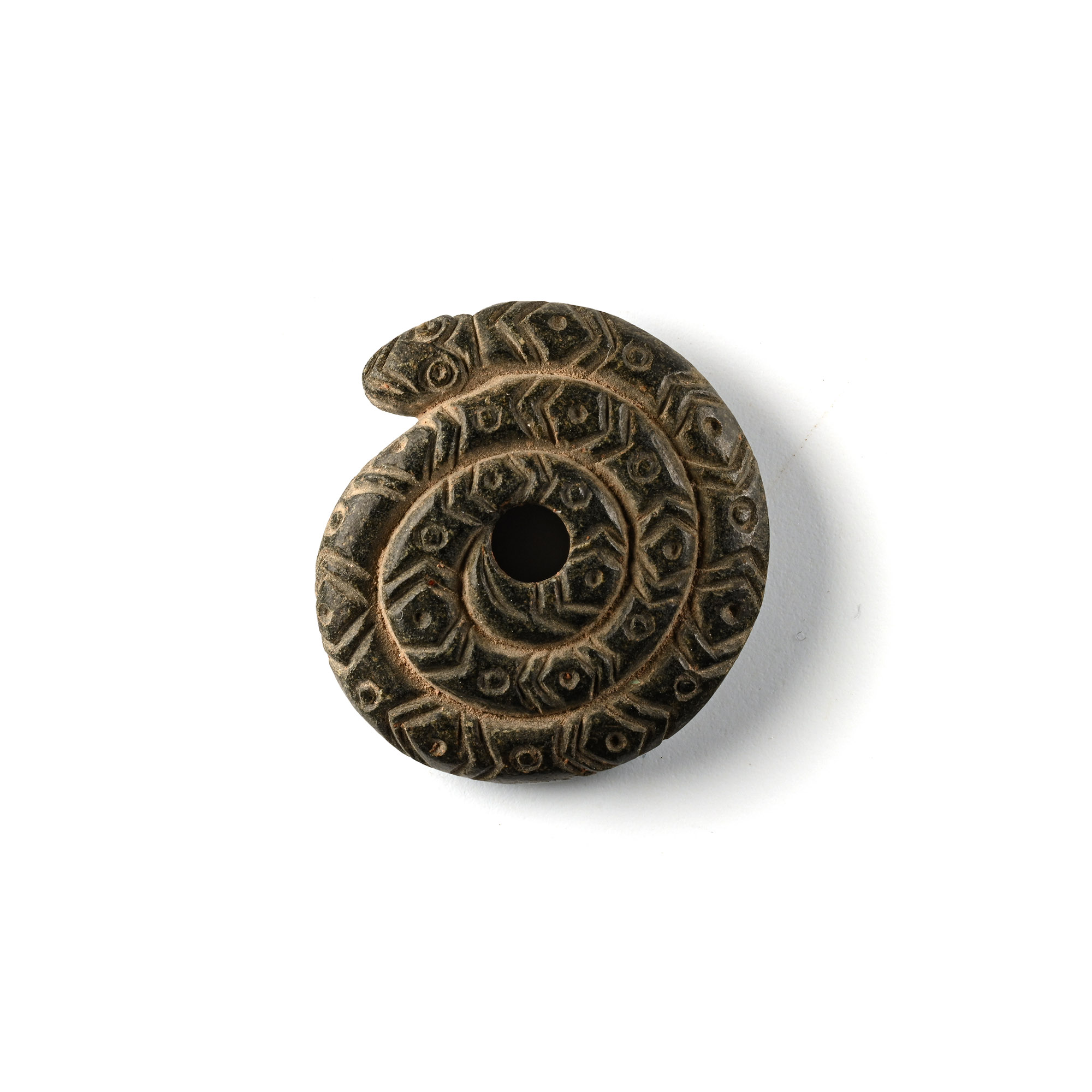 Bactrian Stone Coiled Snake Amulet