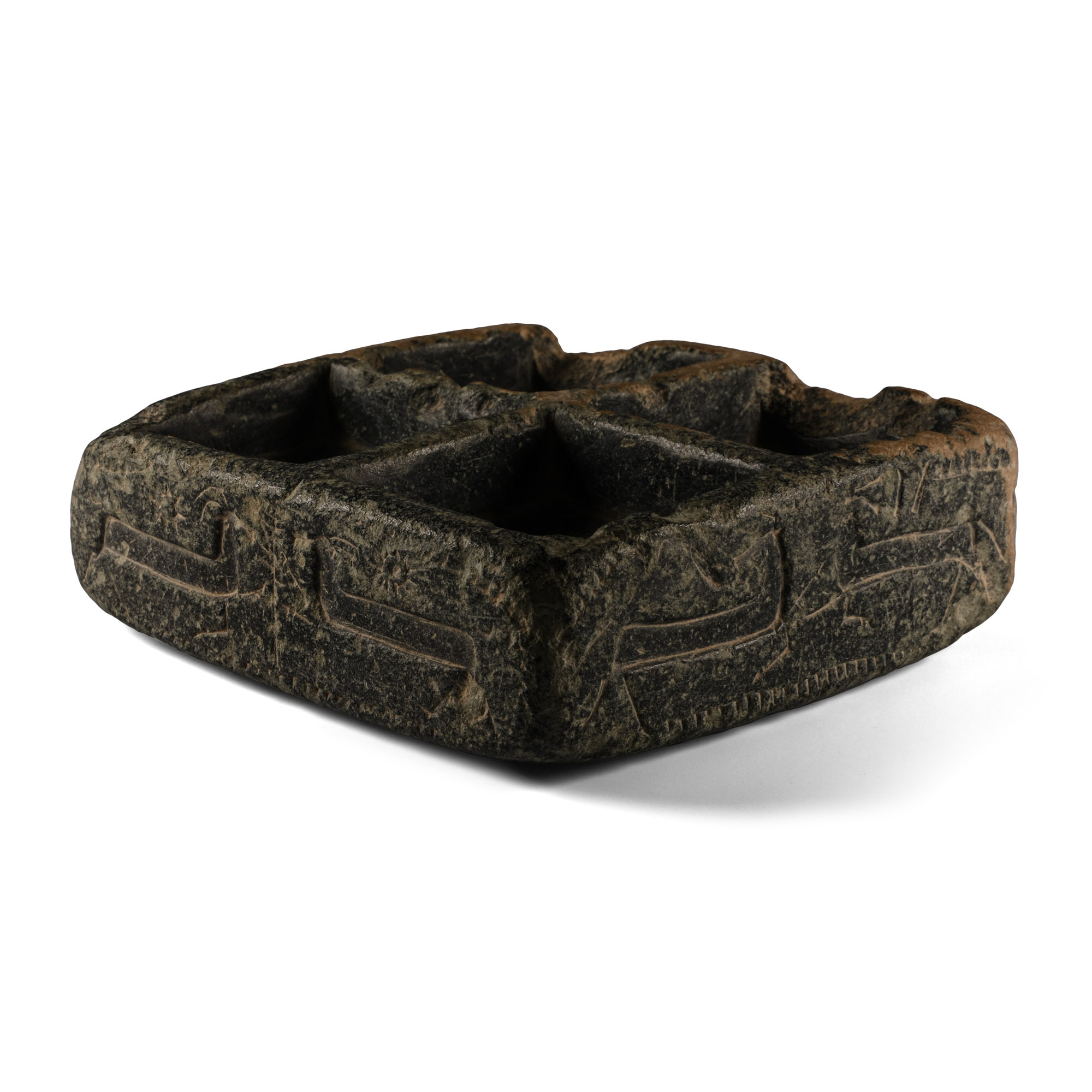 Syro-Hittite Steatite Container with Engraved Pairs of Animals