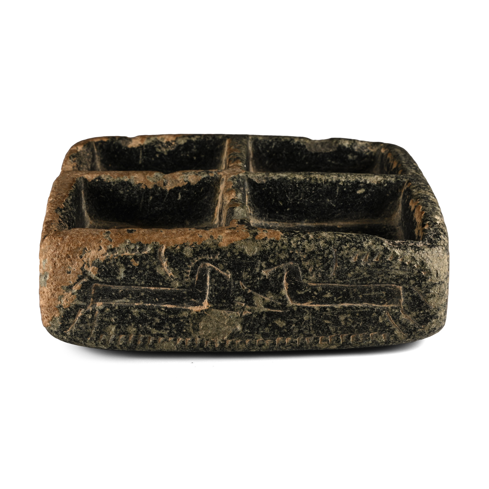 Syro-Hittite Steatite Container with Engraved Pairs of Animals