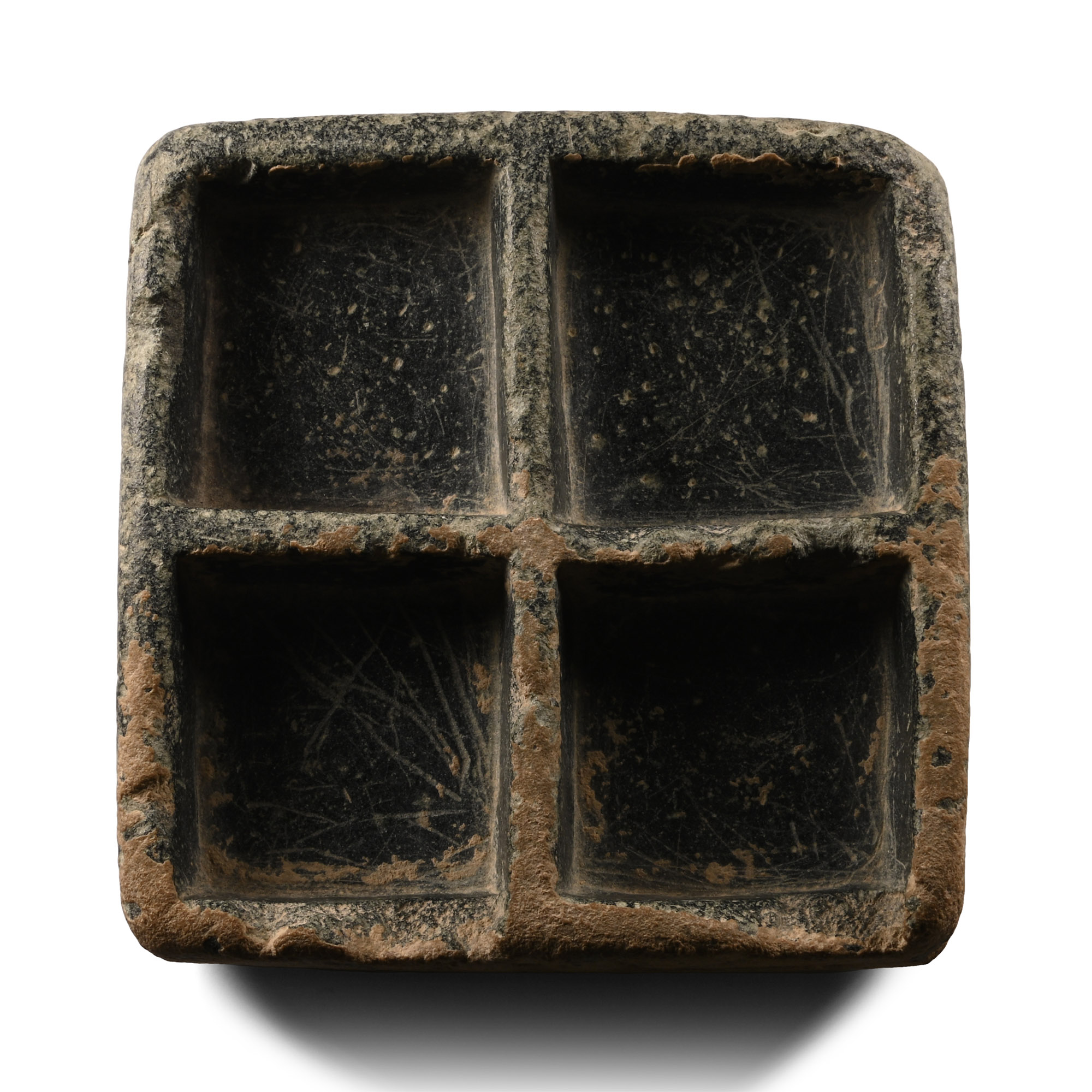 Syro-Hittite Steatite Container with Engraved Pairs of Animals