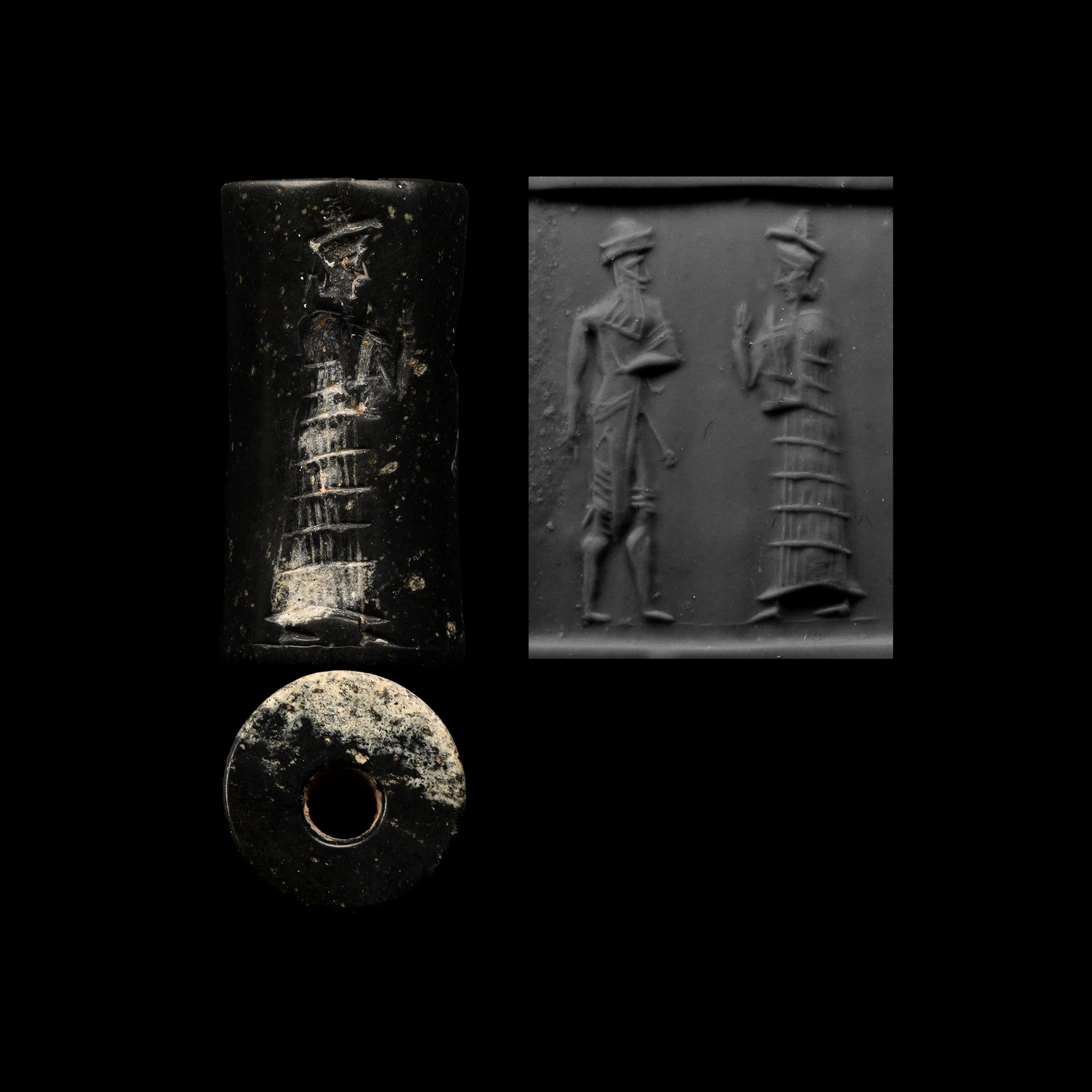 Old Babylonian Cylinder Seal with Two Standing Figures