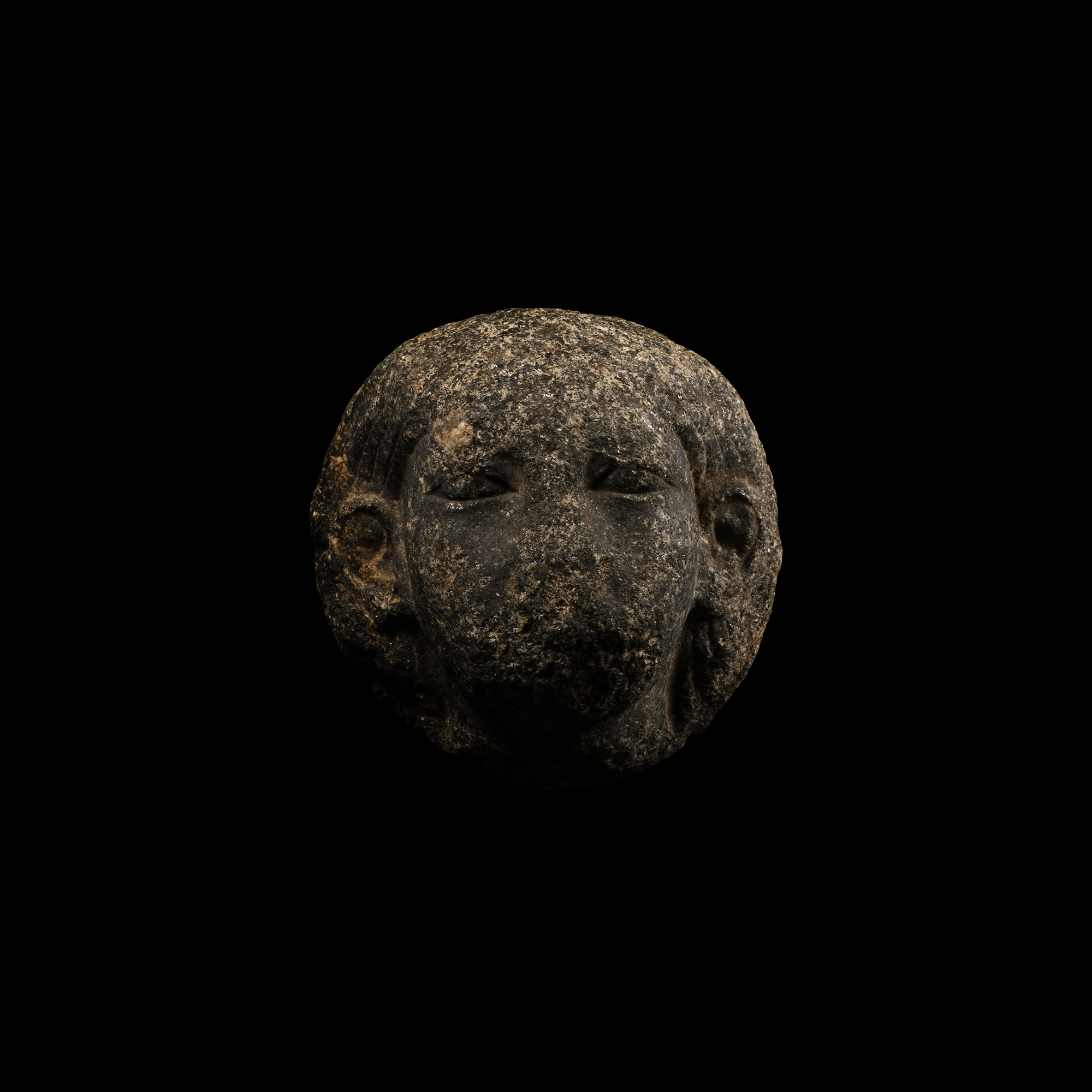 Egyptian Black Stone Head of a Female