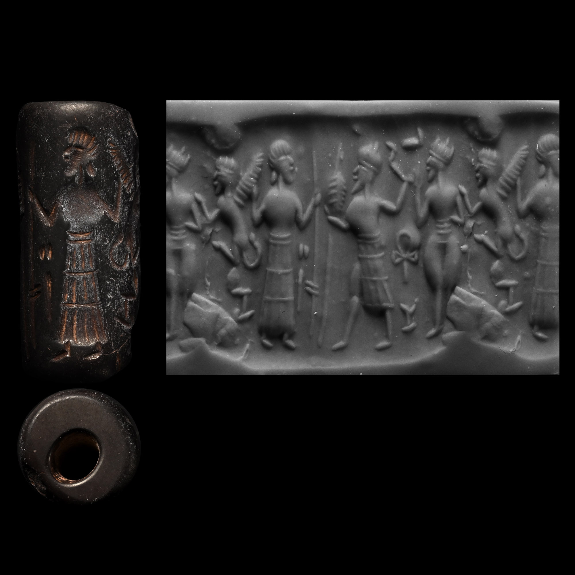 Western Asiatic Steatite Cylinder Seal with Figures