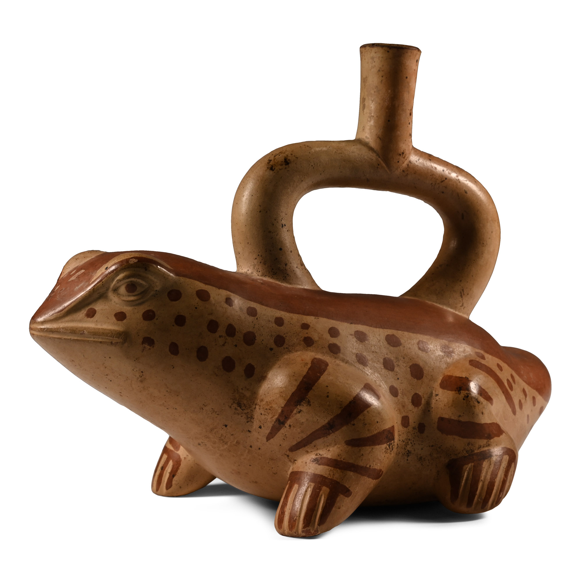 Moche Painted Ceramic Lizard Stirrup Jar