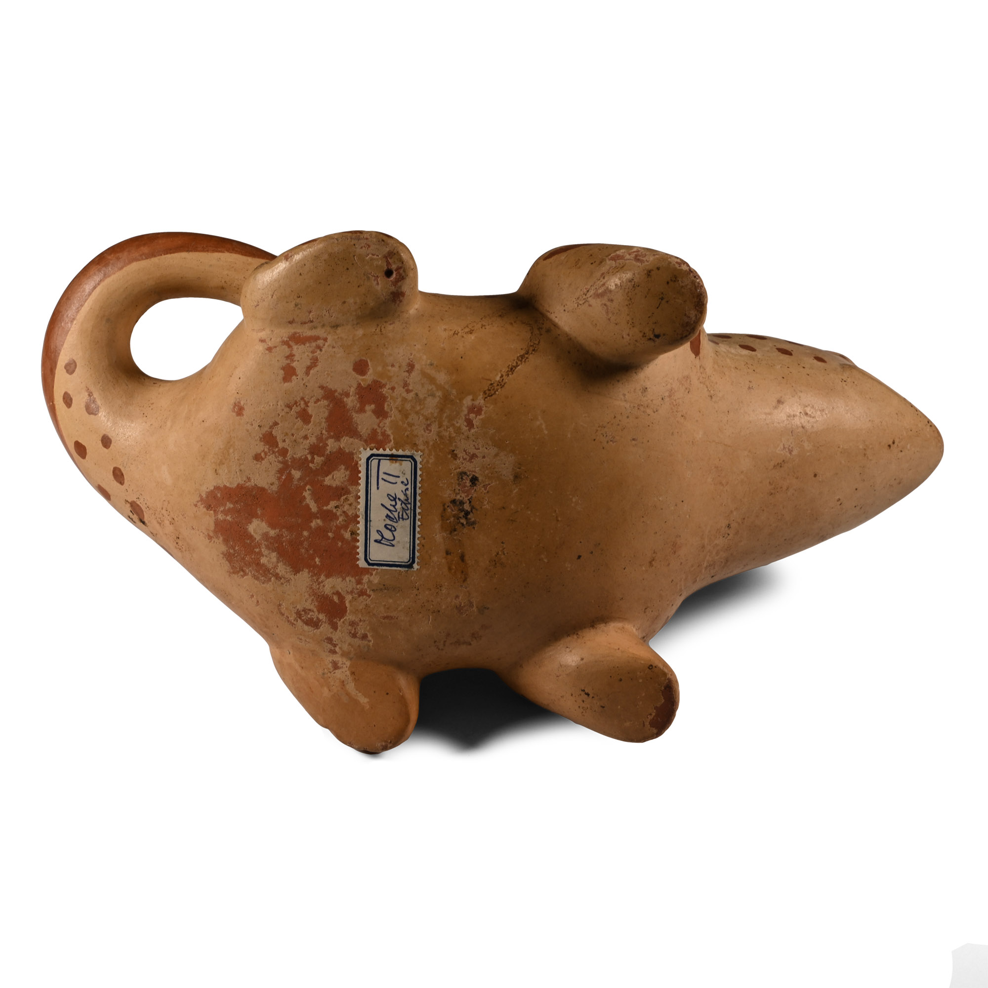 Moche Painted Ceramic Lizard Stirrup Jar
