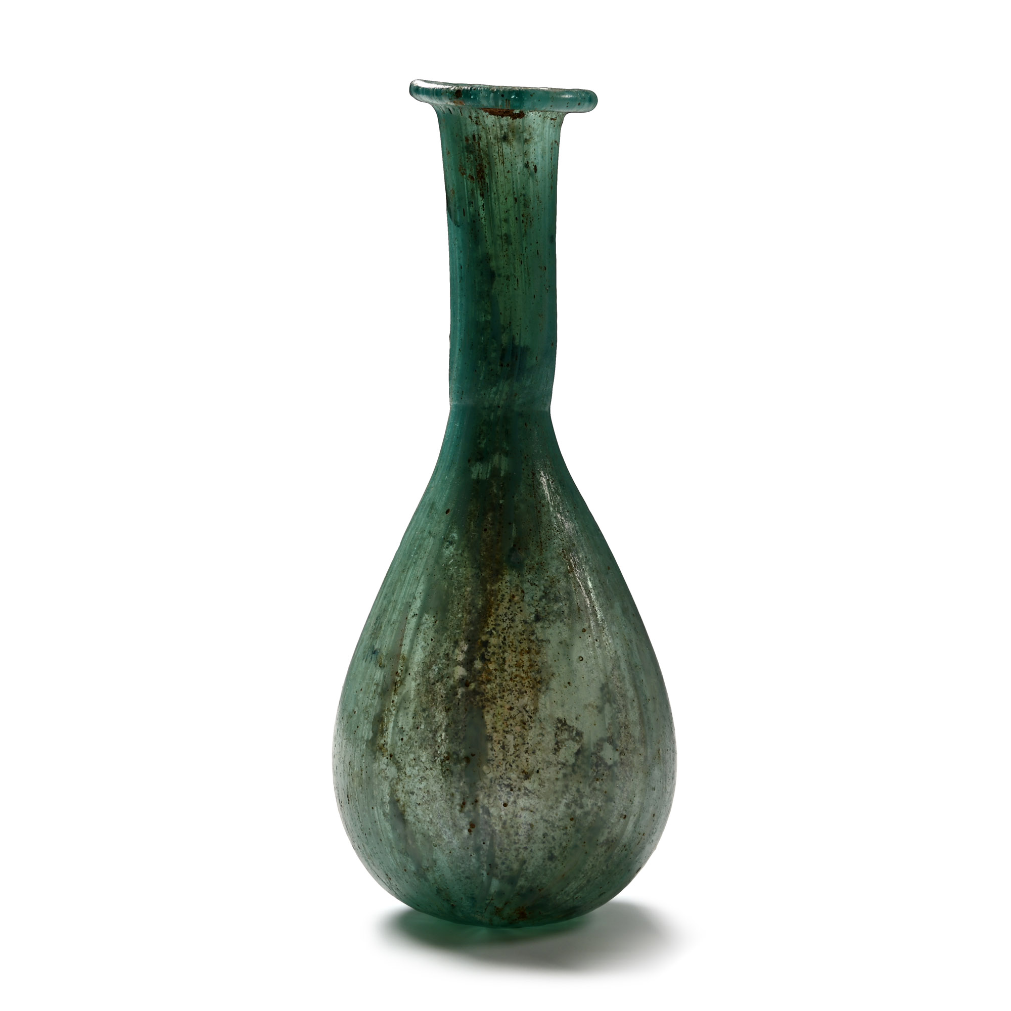 Roman Marbled Turquoise Glass Bottle