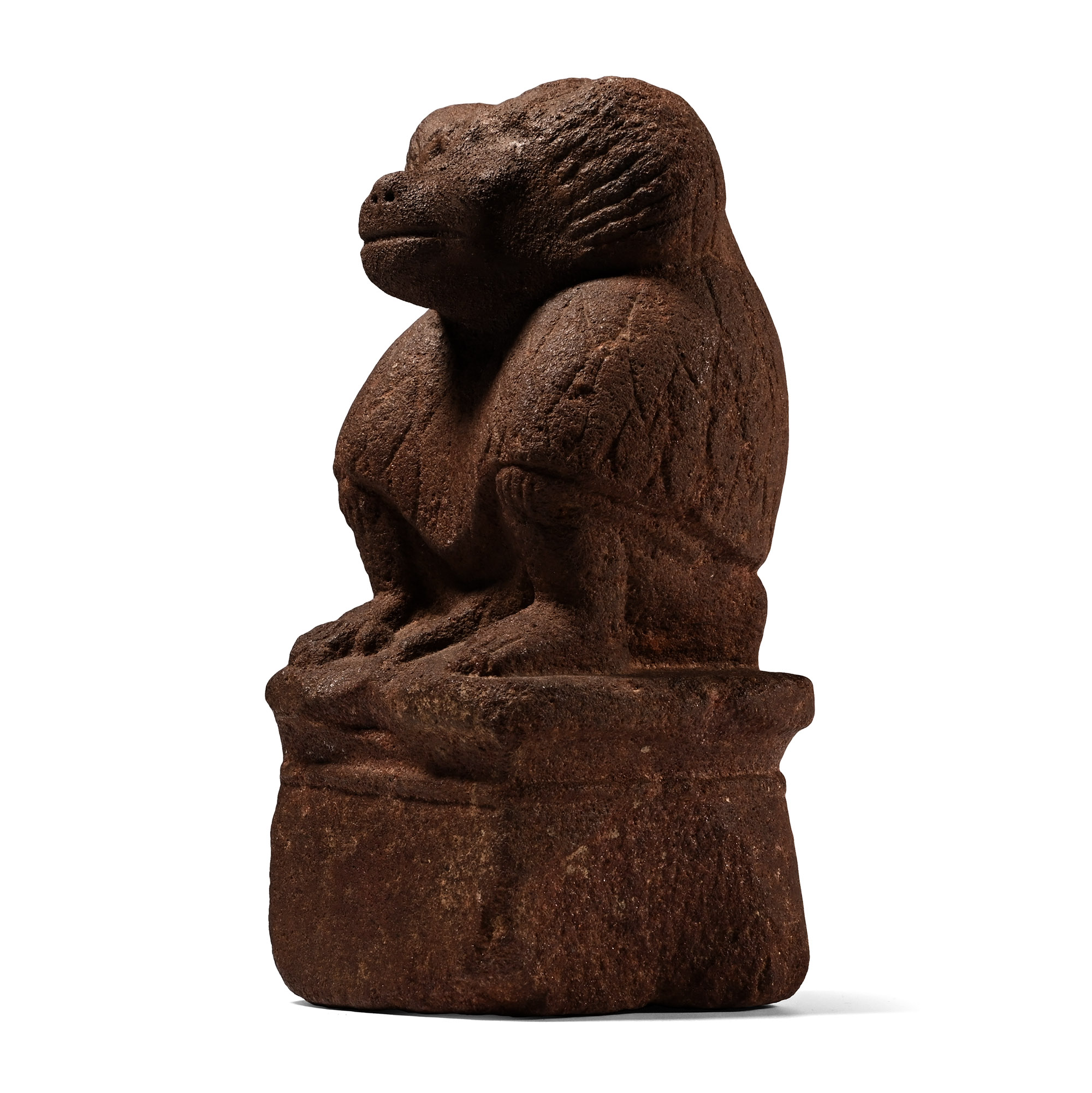Egyptian Brown Quartzite Figure of the Baboon God Thoth