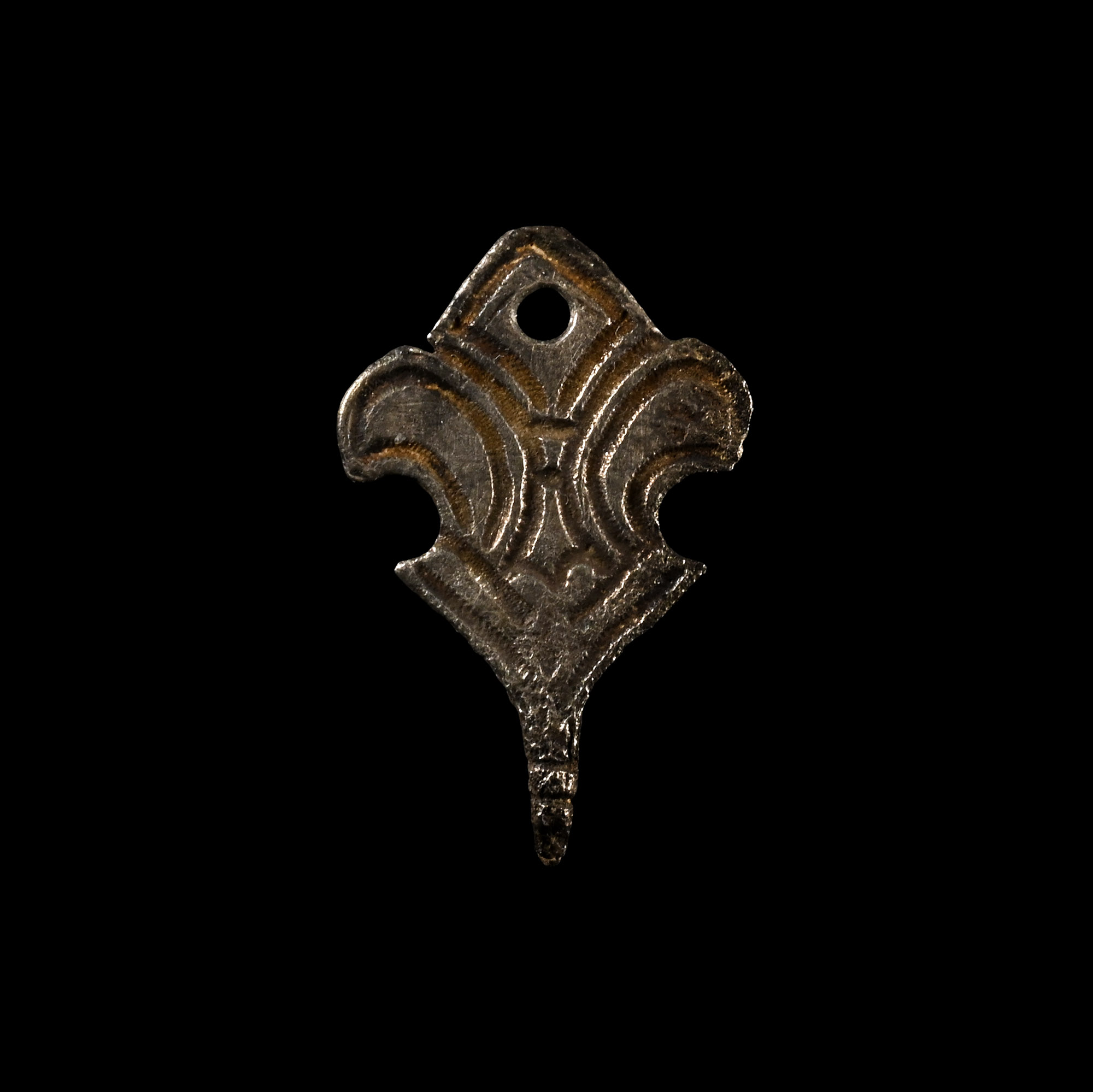 Anglo-Saxon Decorated Silver Hooked Tag