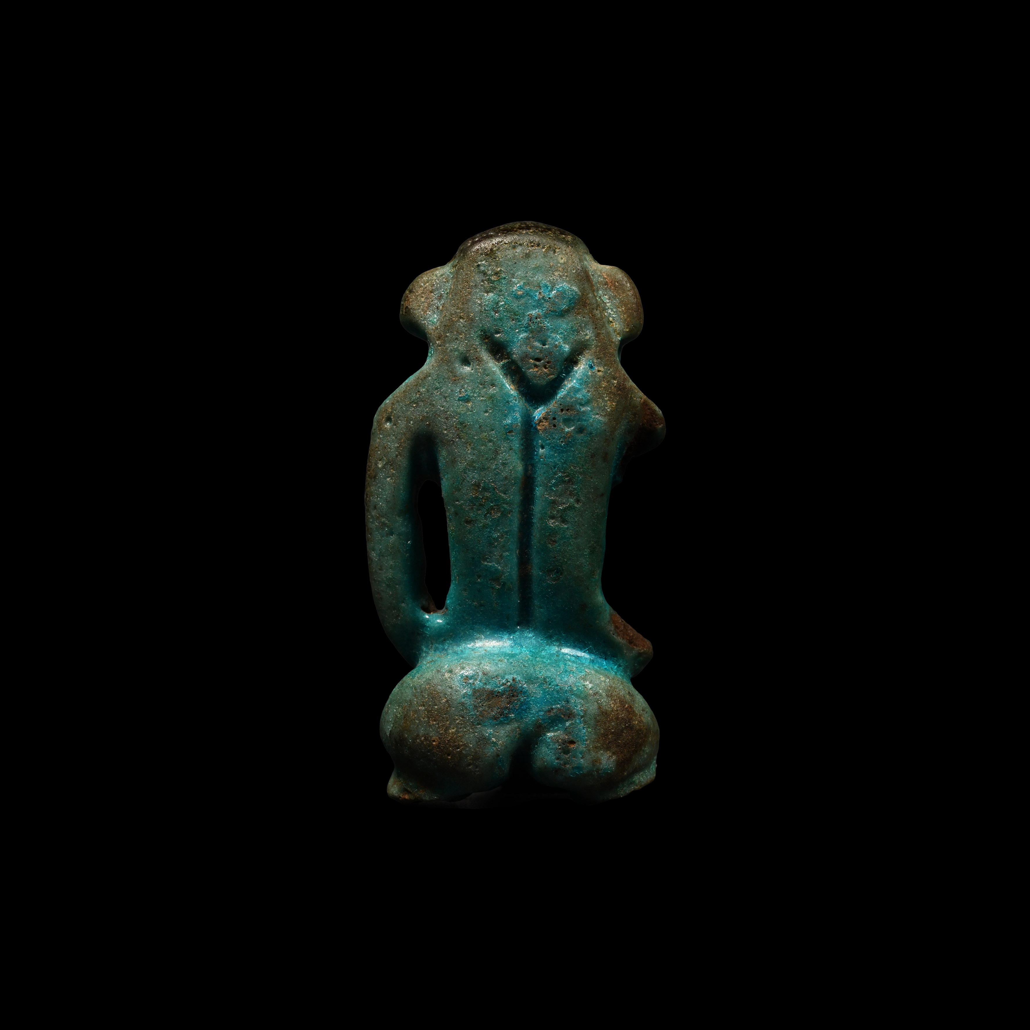Egyptian Blue Glazed Faience Figure of Pataikos
