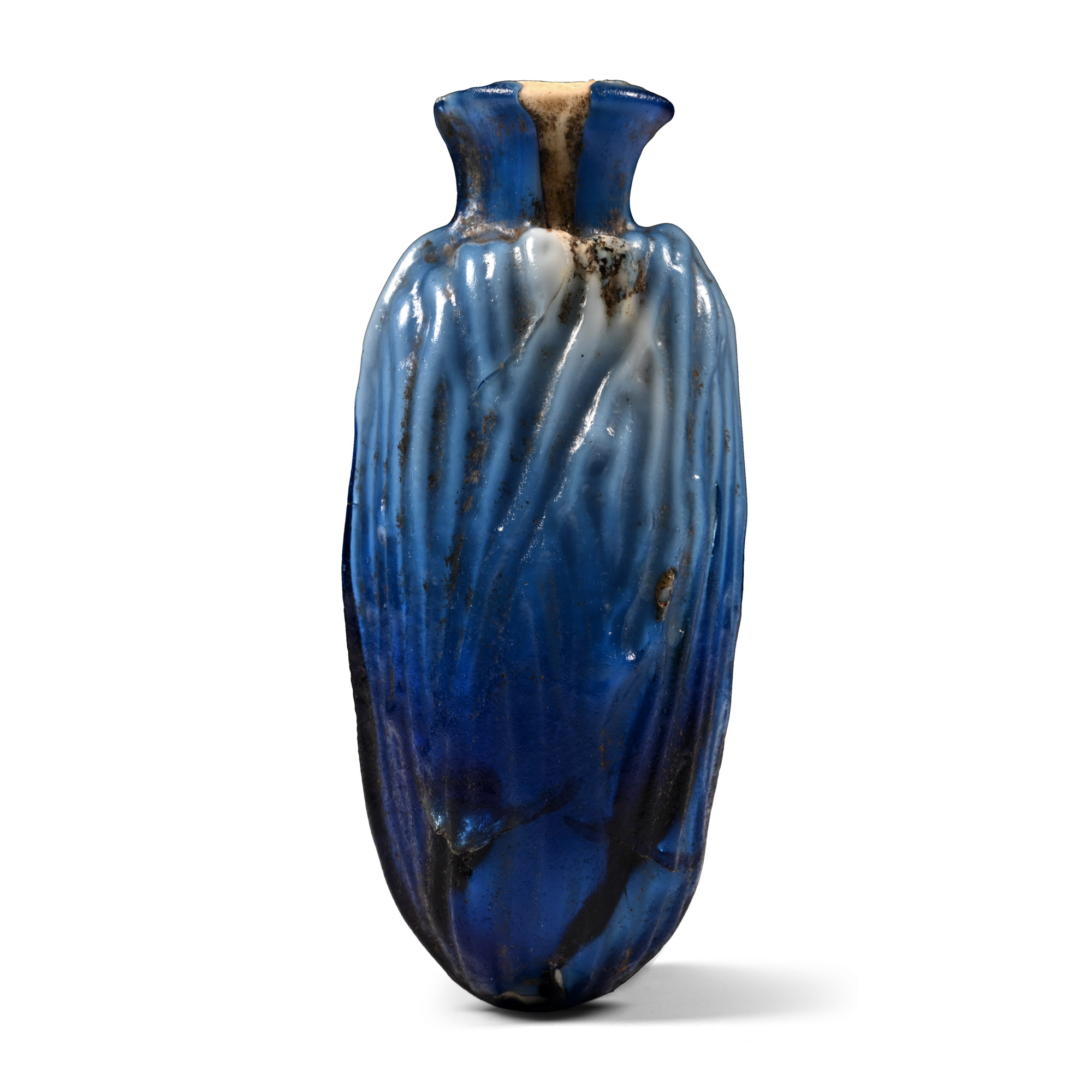 Roman Deep Blue Glass Date Flask