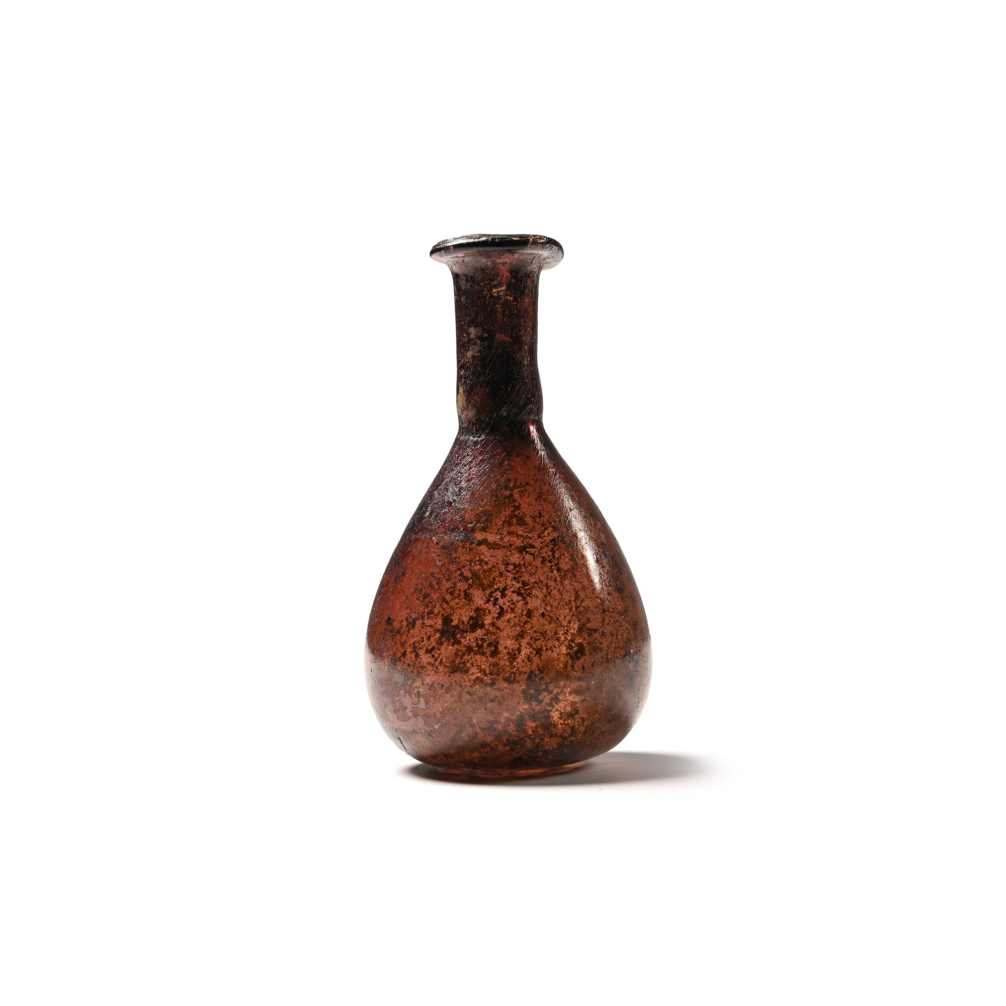 Roman Aubergine Glass Bottle with Iridescence