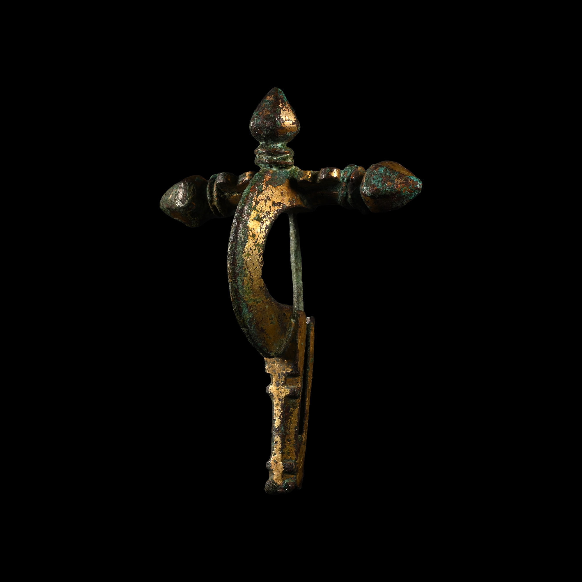 Large Roman Gilt Bronze Crossbow Brooch Type 2 with Pin