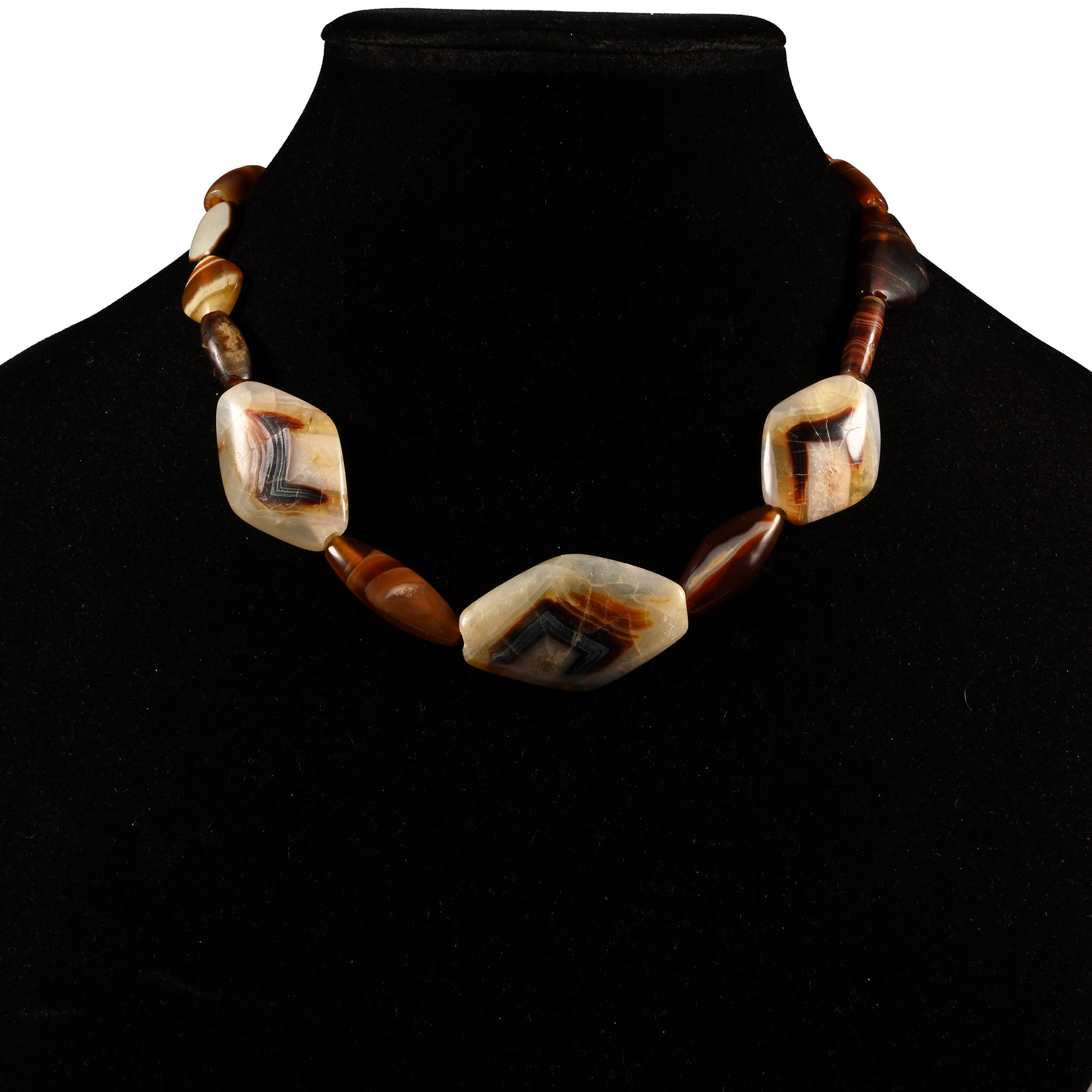 Western Asiatic Banded Agate Bead Necklace String