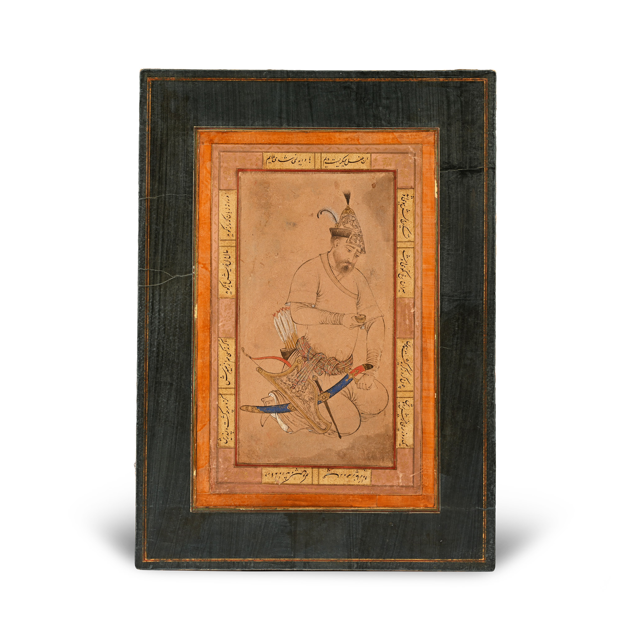 Persian Painting of a Kneeling Warrior
