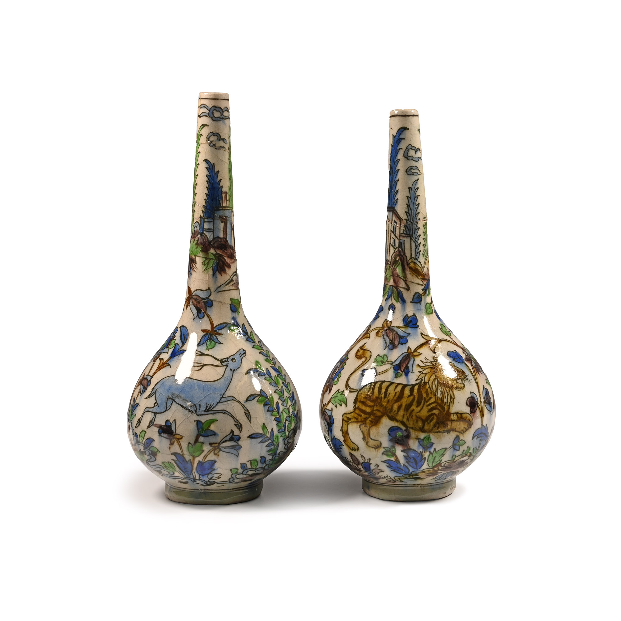 Persian Glazed Vase Pair