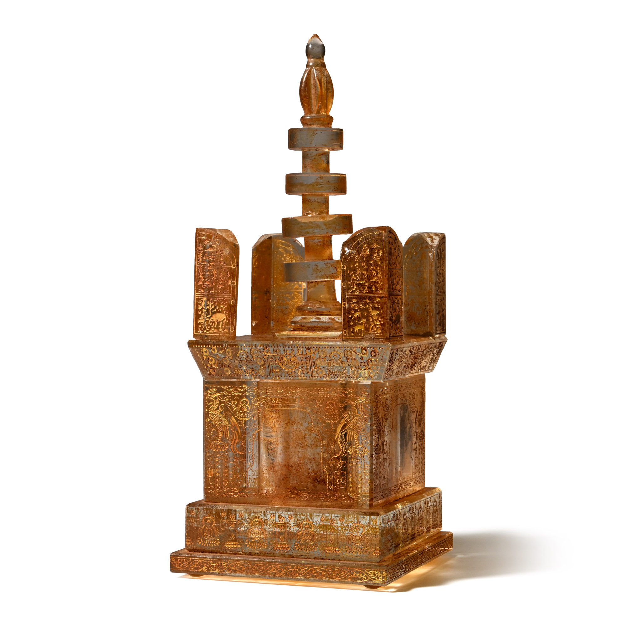 Chinese Gilt Two-Piece Stupa