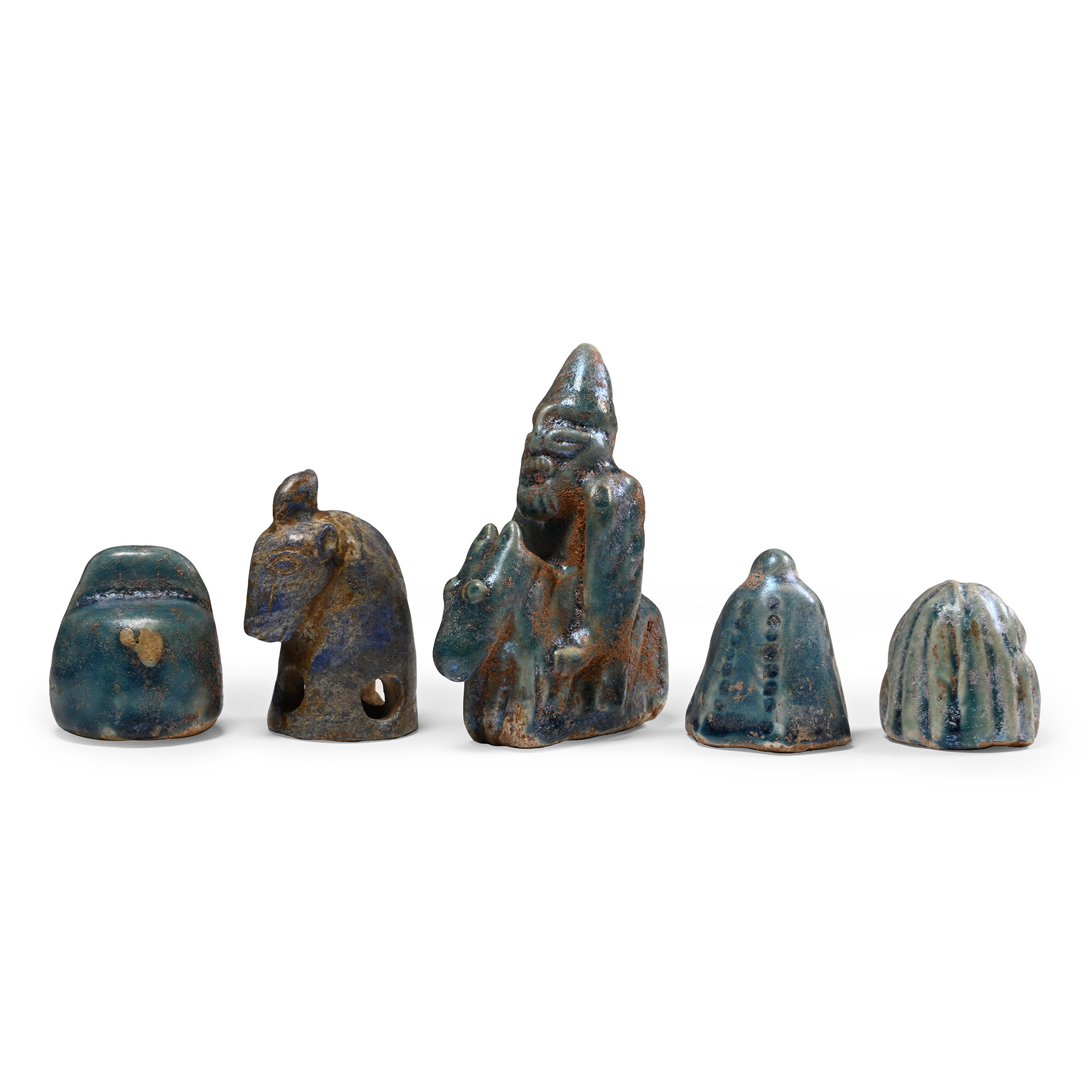 Western Asiatic Style Blue Glazed Gaming Piece Group