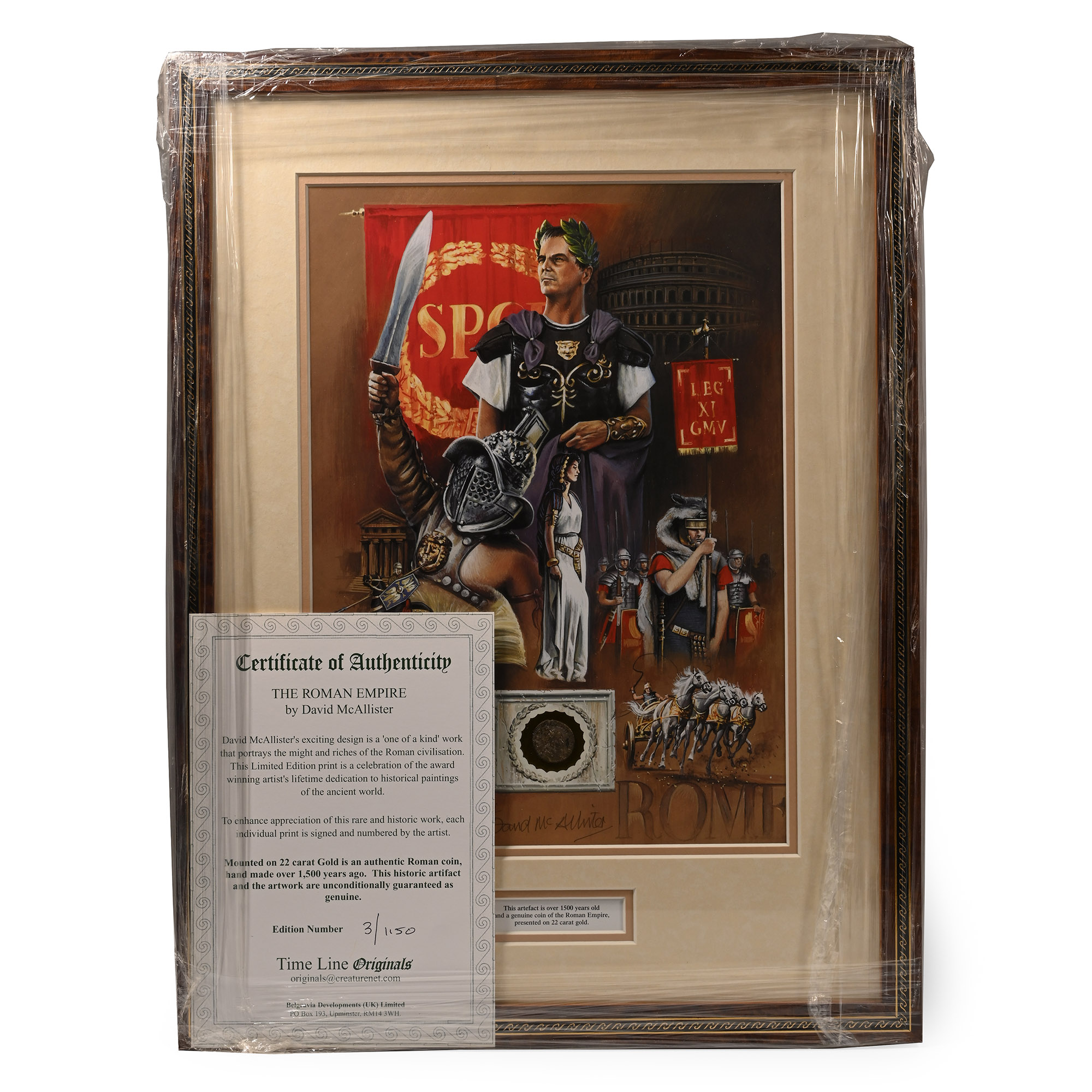 Silver Roman Coin and Framed Limited Edition Print