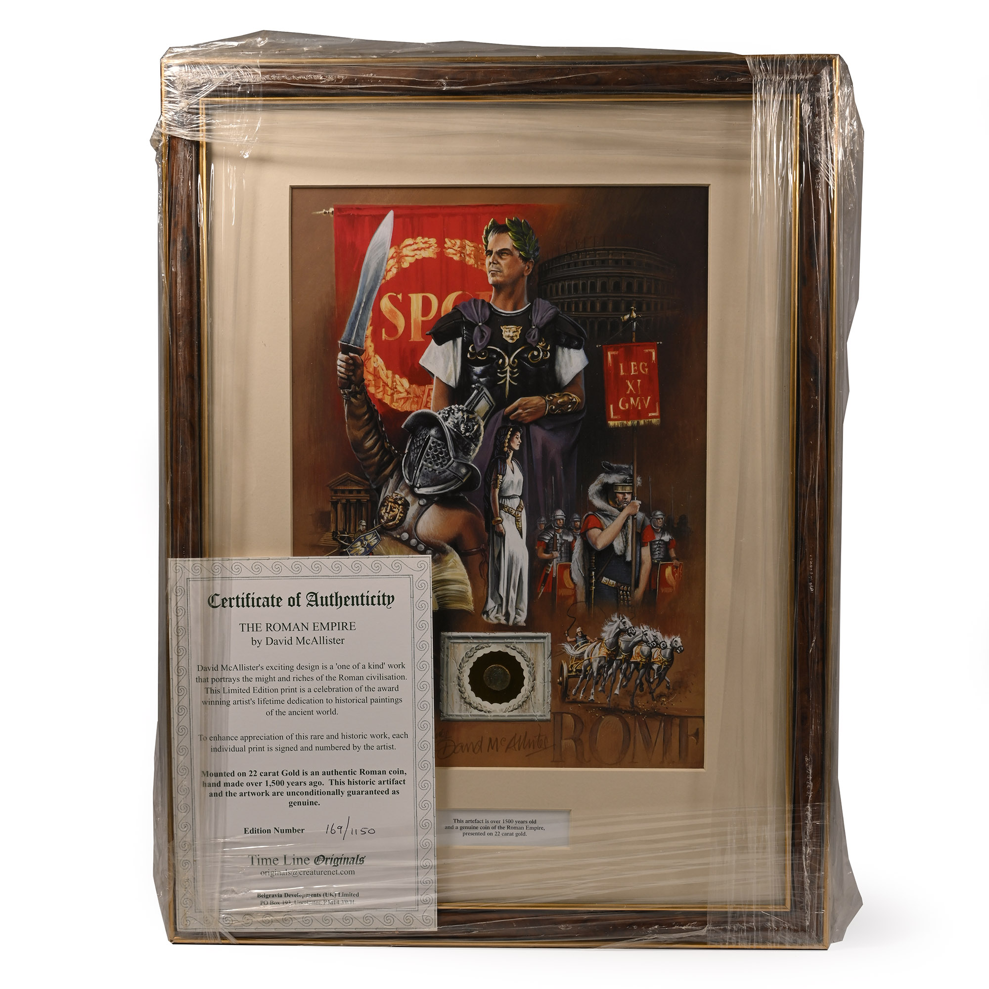 Bronze Roman Coin and Framed Limited Edition Print