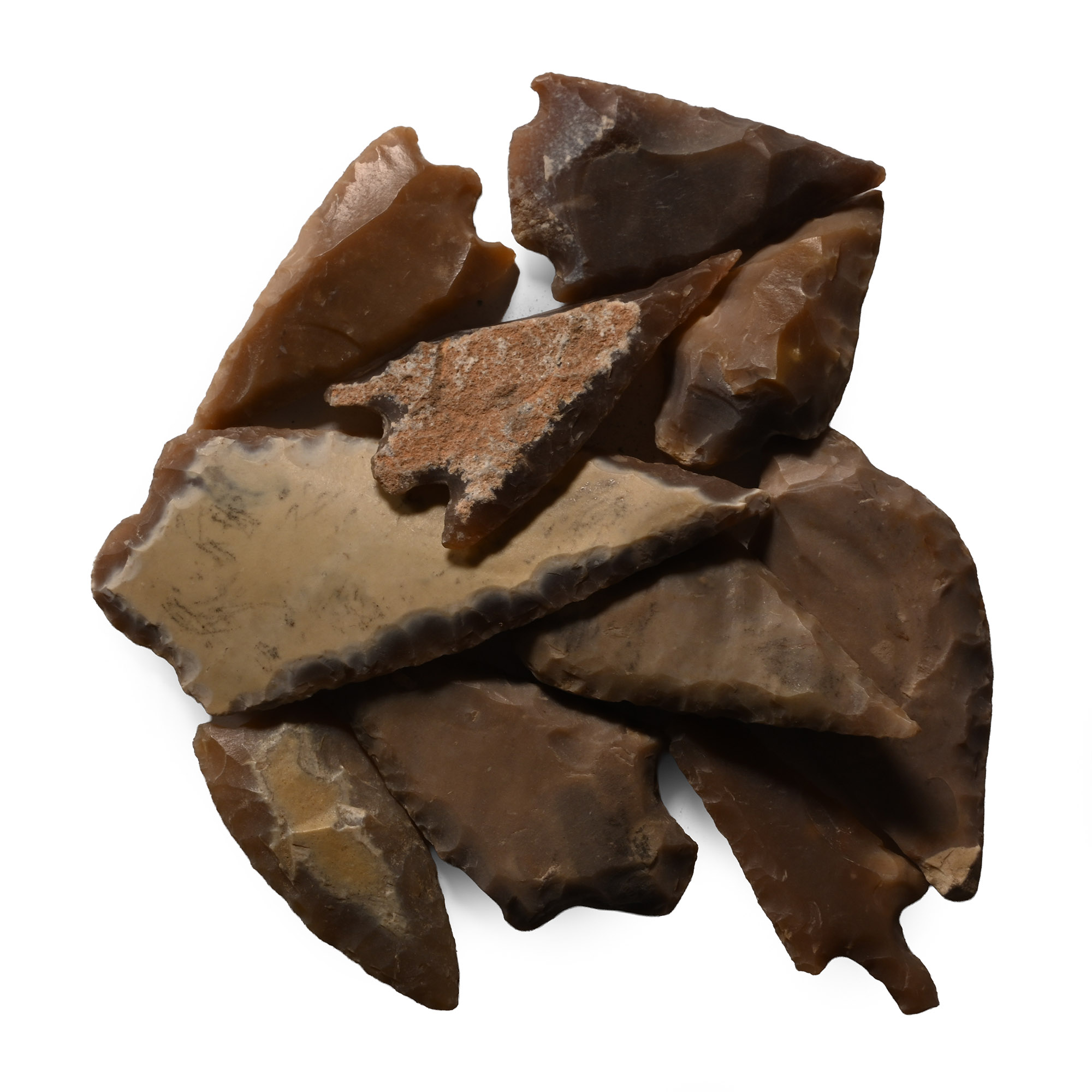 Large Stone Age Barbed and Tanged Arrowhead Collection