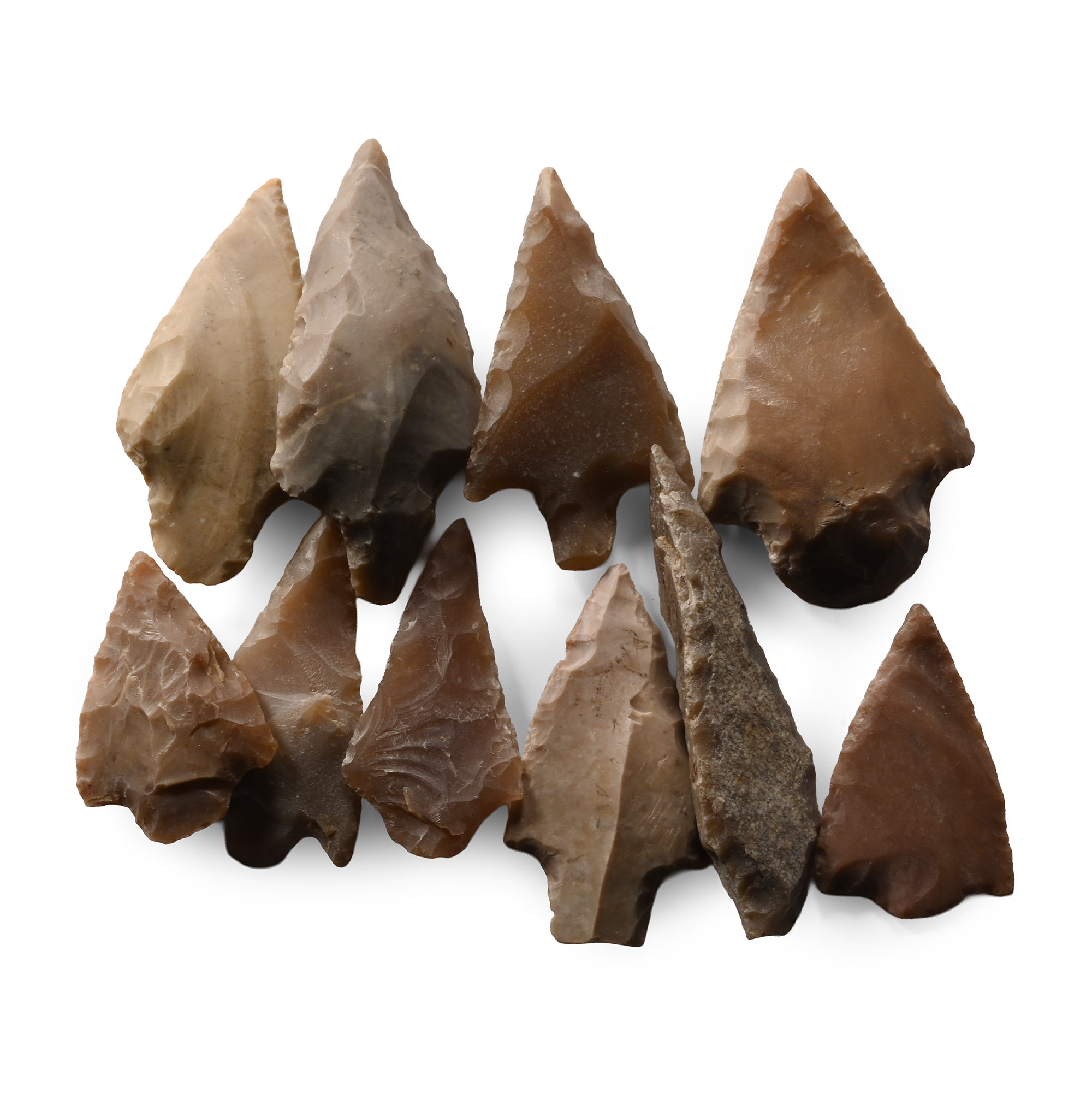 Large Stone Age Barbed and Tanged Arrowhead Collection