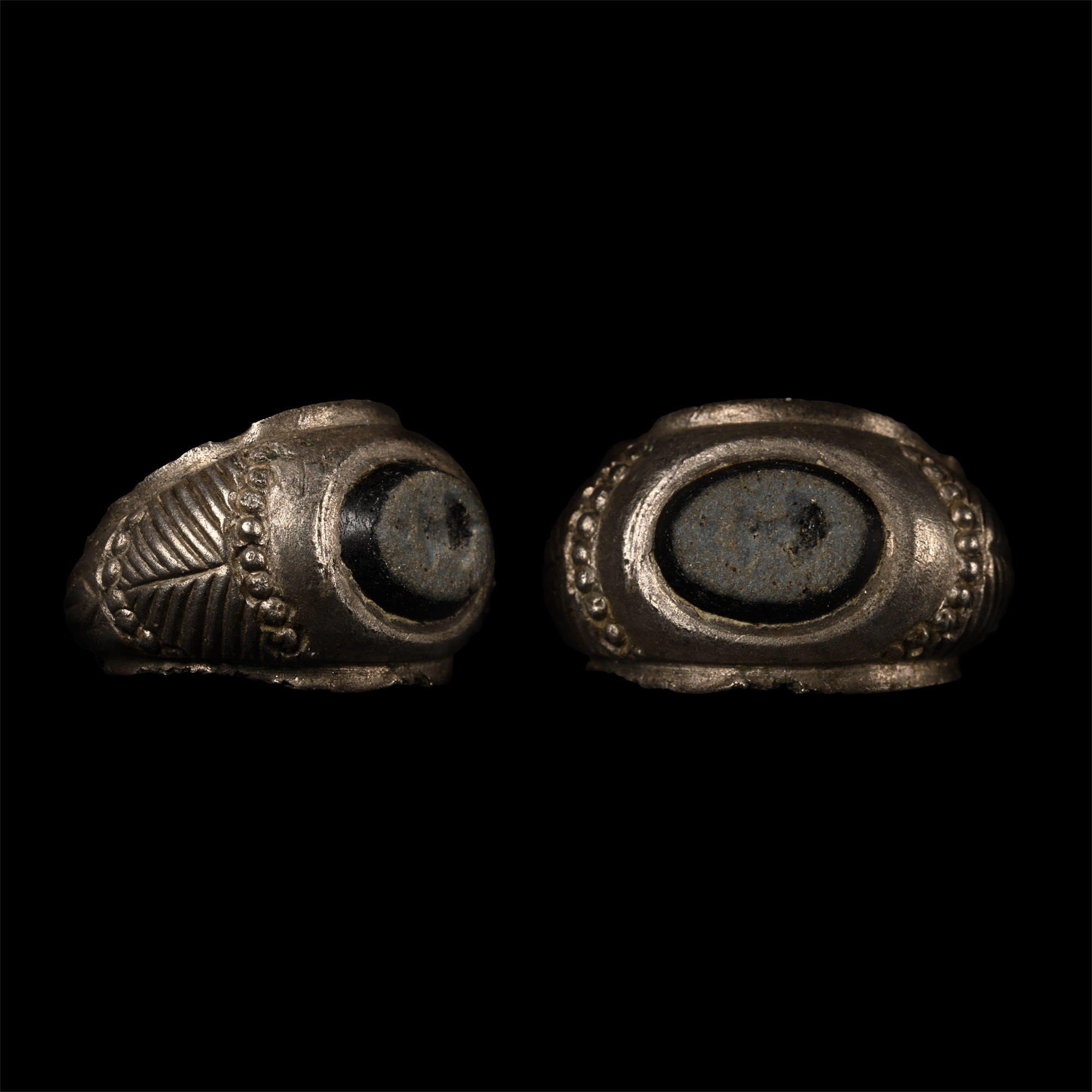 Roman Silver Ring with Amphora Intaglio