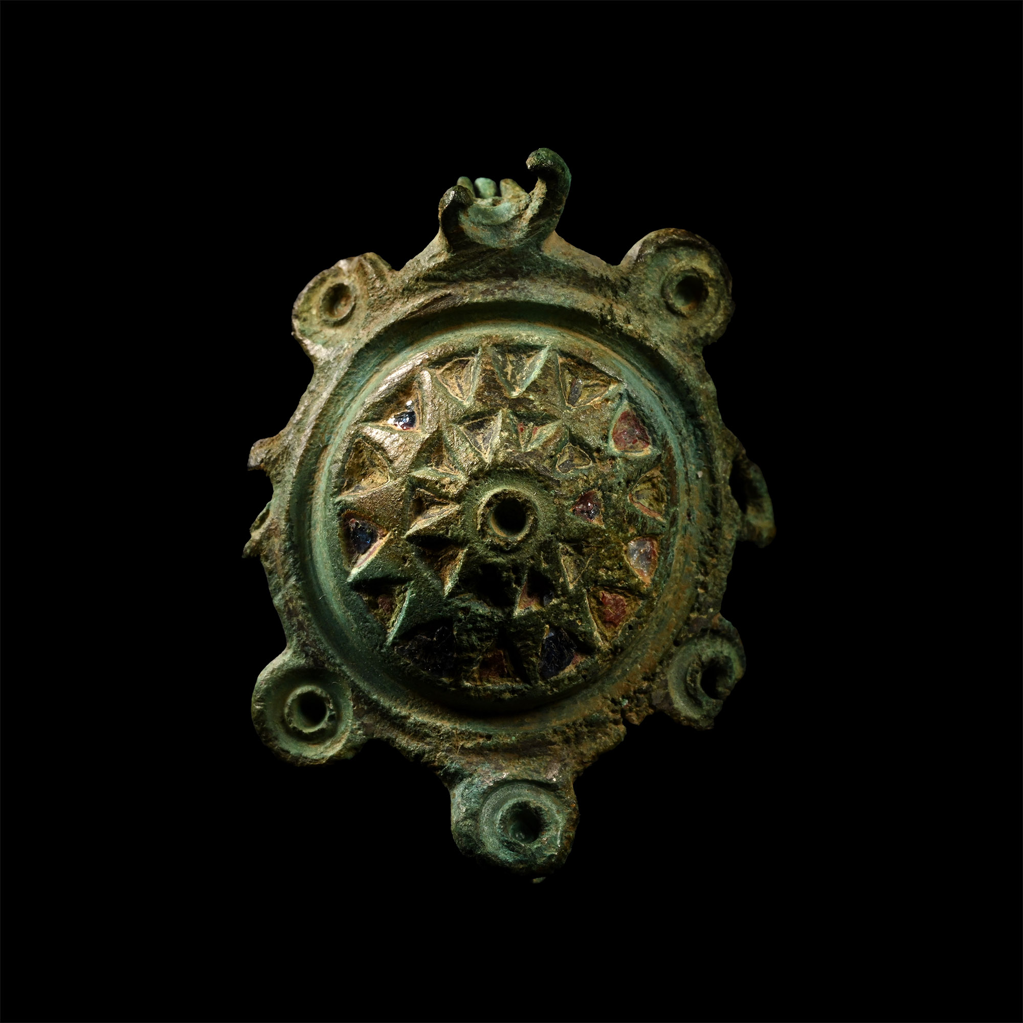 Roman Enamelled Bronze Umbonate Brooch