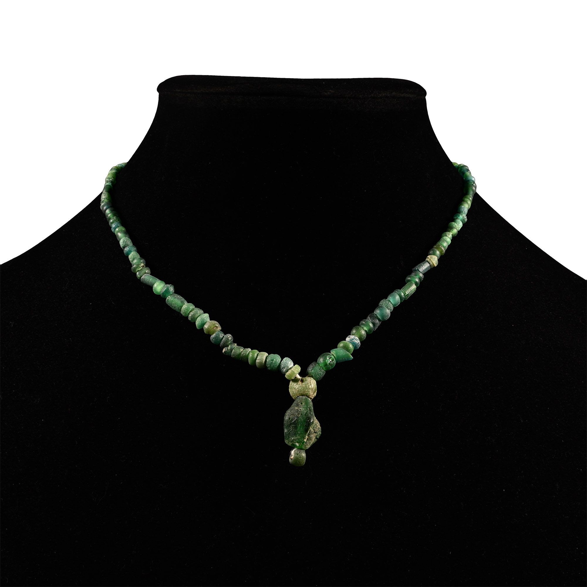 Roman Green Glass Bead Necklace String