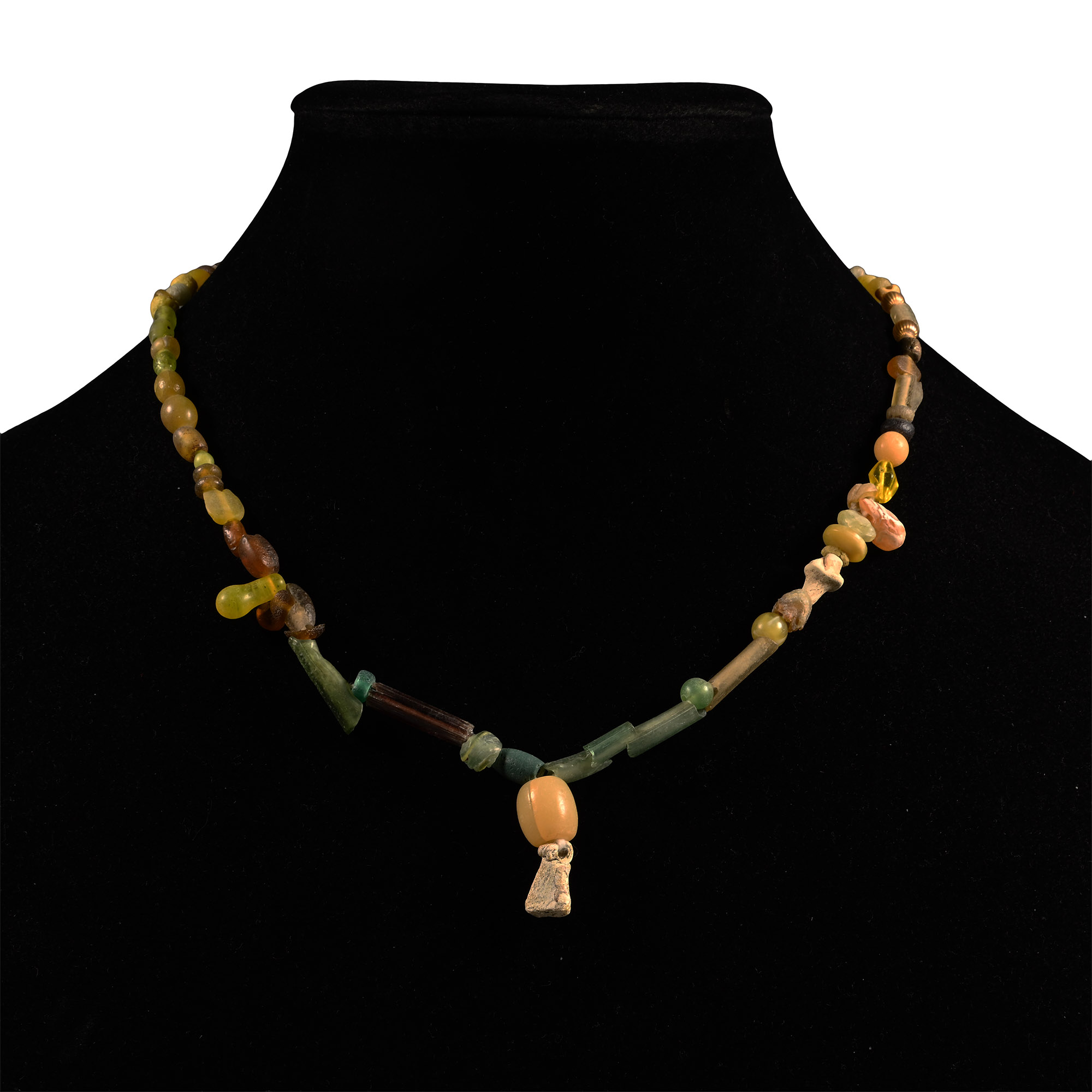 Roman Yellow Glass and Faience Bead Necklace String