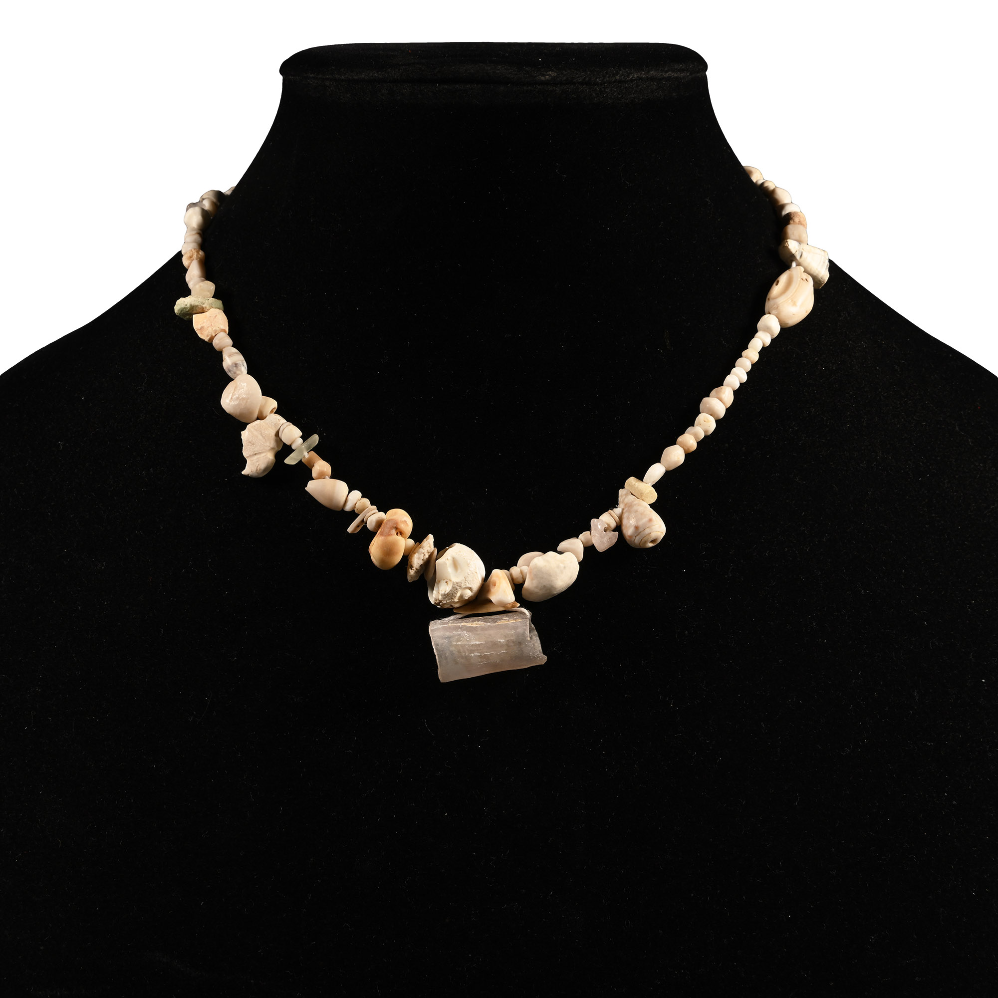 Western Asiatic White Stone and Shell Bead Necklace String