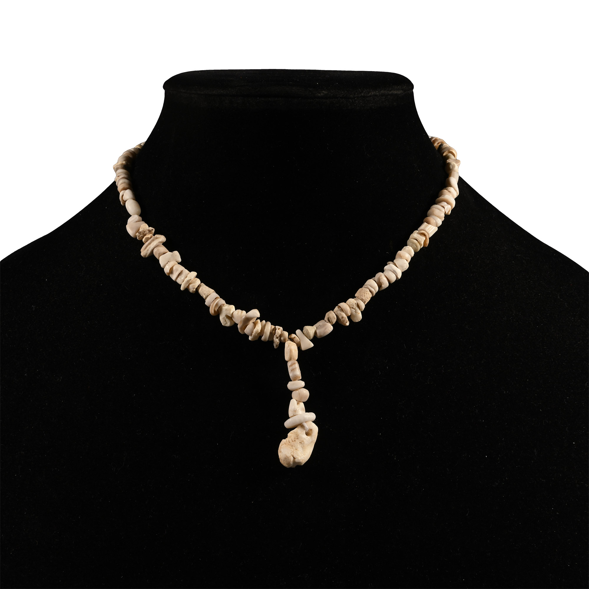 Western Asiatic White Stone and Shell Bead Necklace String