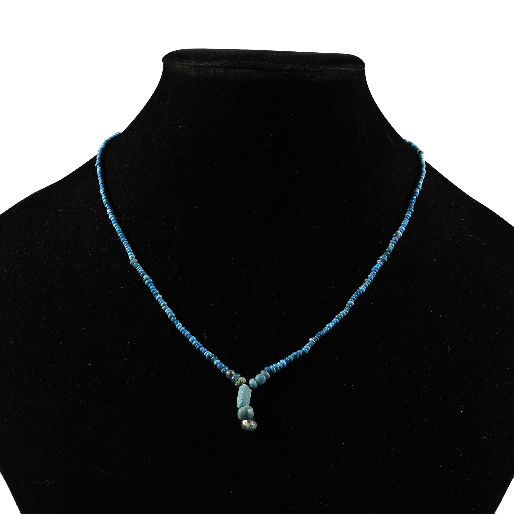 Achaemenid Pale Blue Glass and Ceramic Bead Necklace String
