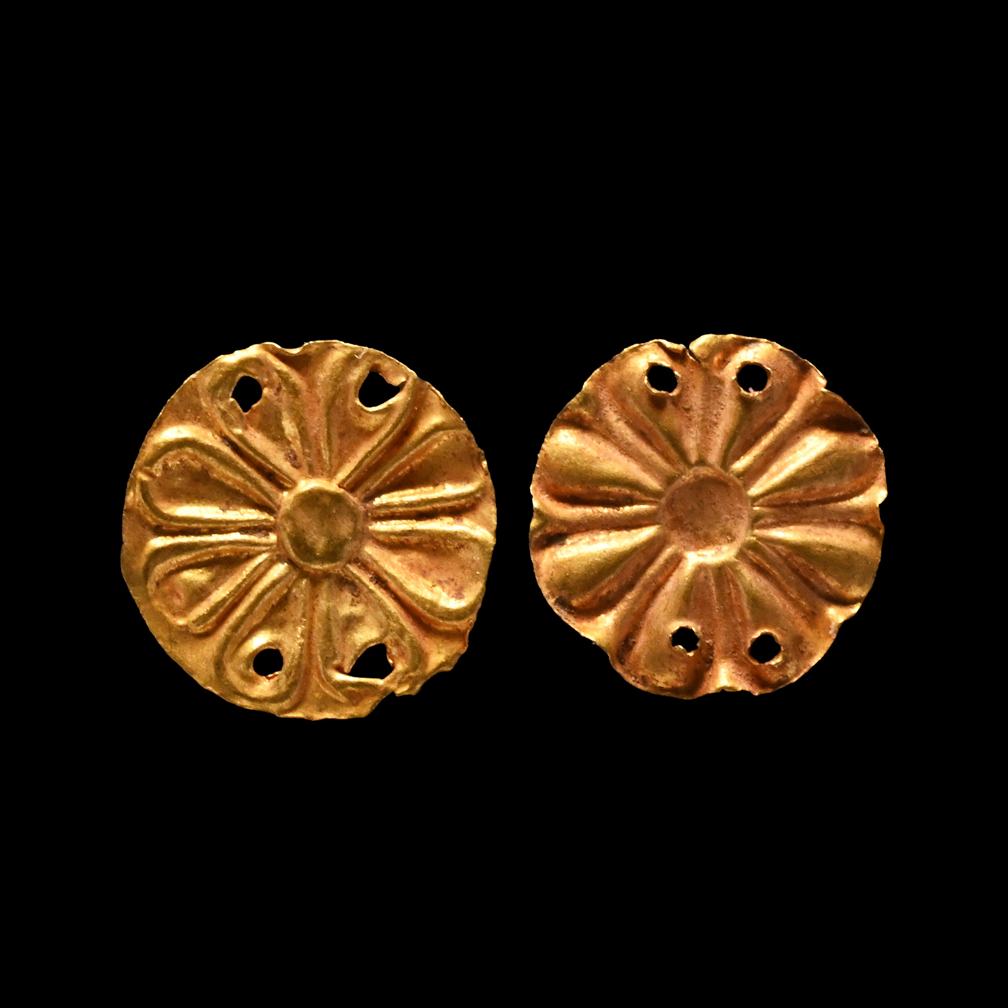 Greek Gold Floral Applique Pair