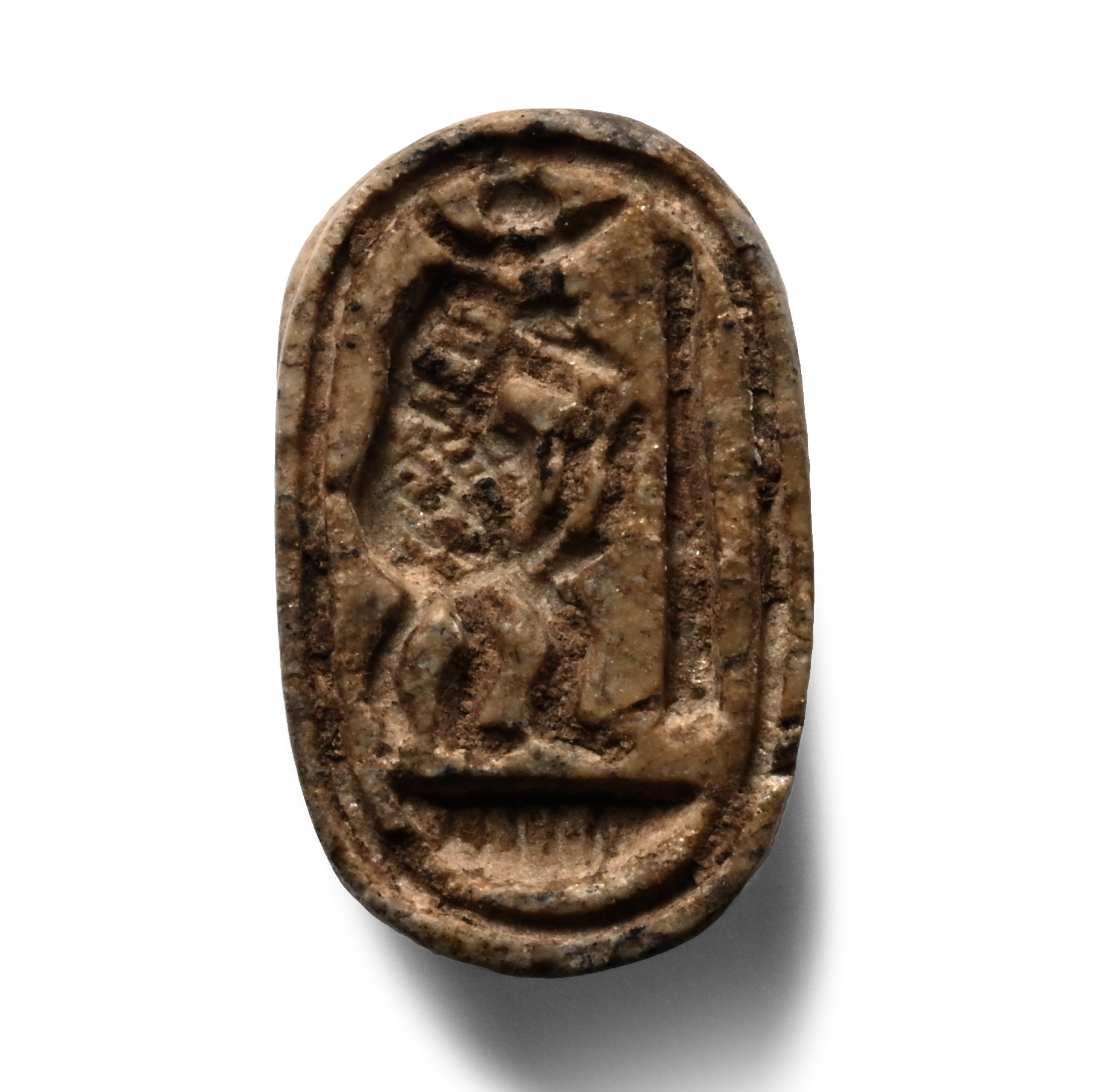 Egyptian Faience Duck Scaraboid with Hieroglyphs