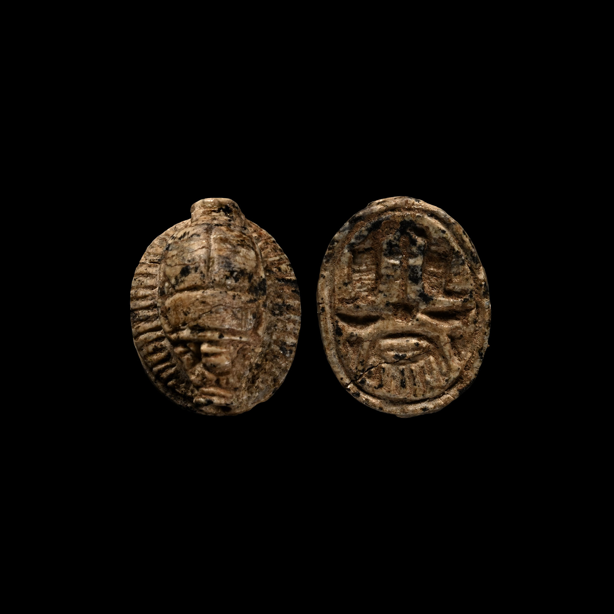 Egyptian Faience Scarab with Hieroglyphs