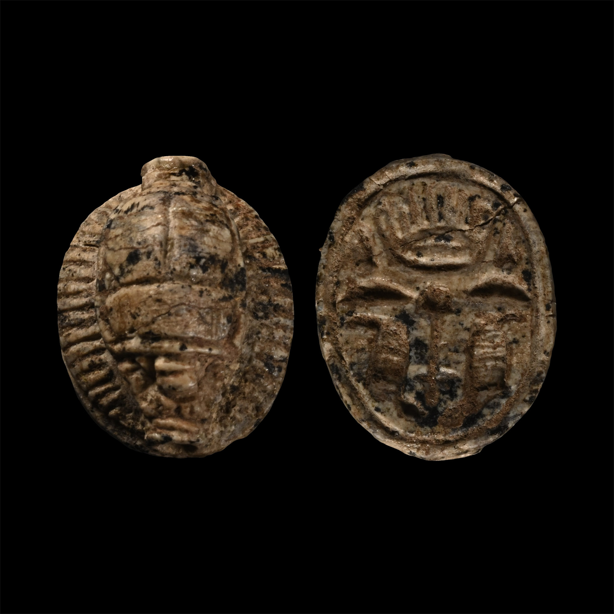 Egyptian Faience Scarab with Hieroglyphs