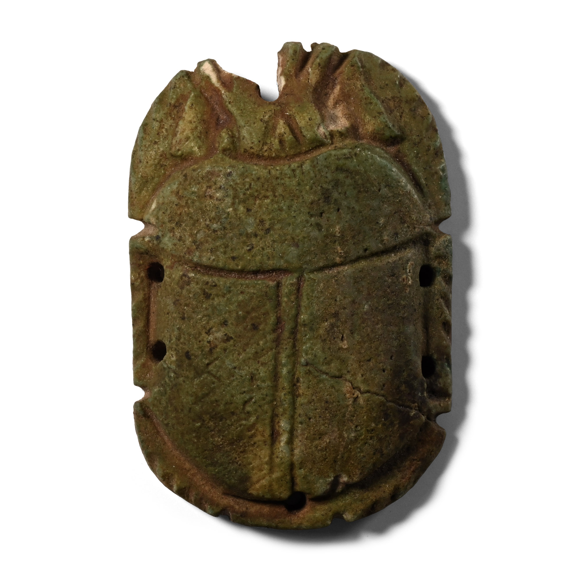 Large Egyptian Faience Heart Scarab