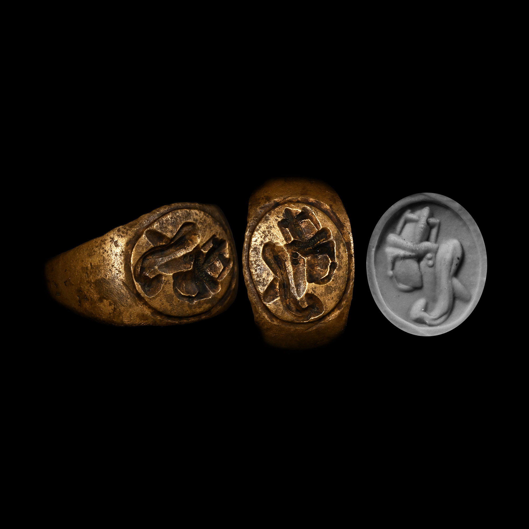 Medieval Bronze Ring with Profile Bust