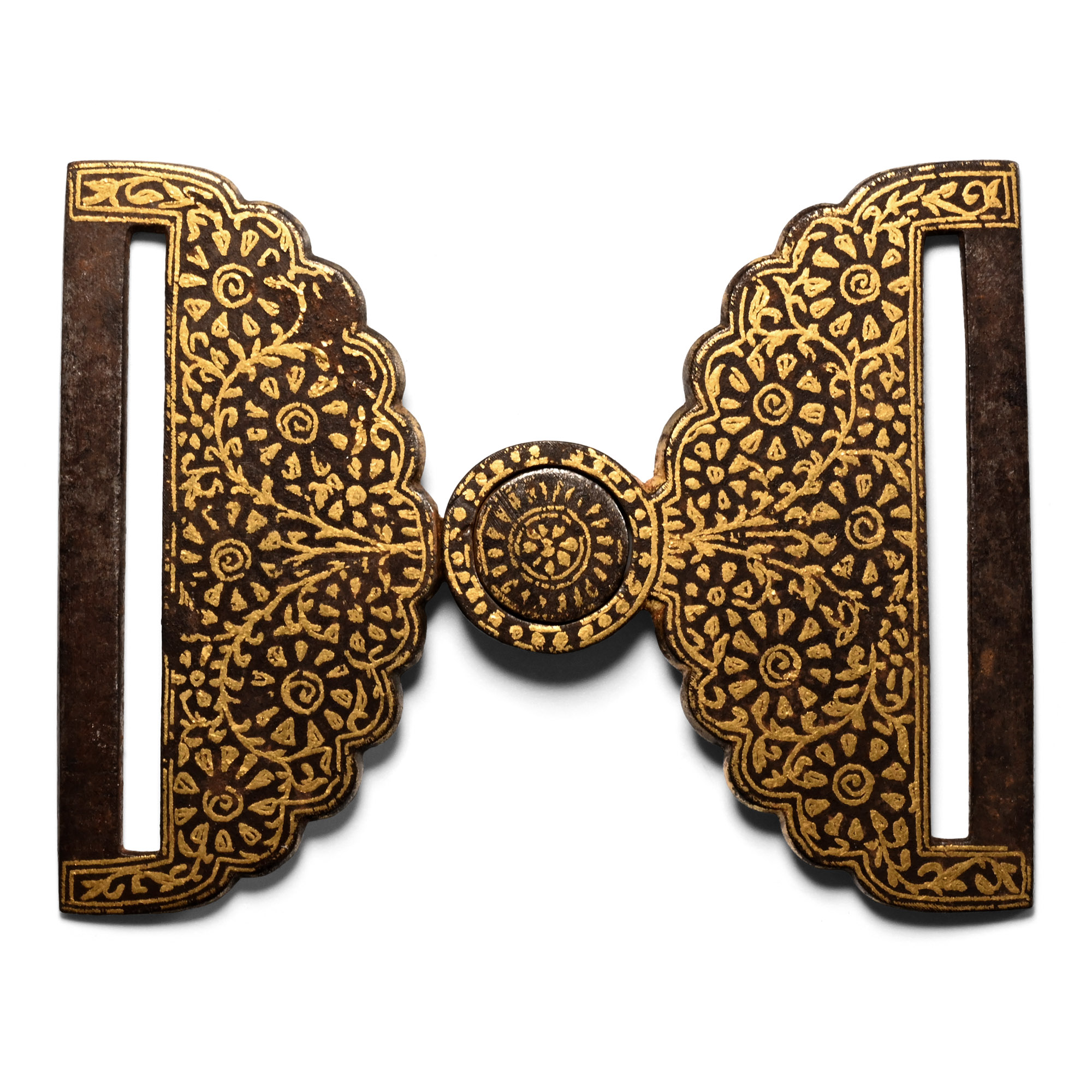 Mughal Inlaid Iron Sword Belt Buckle