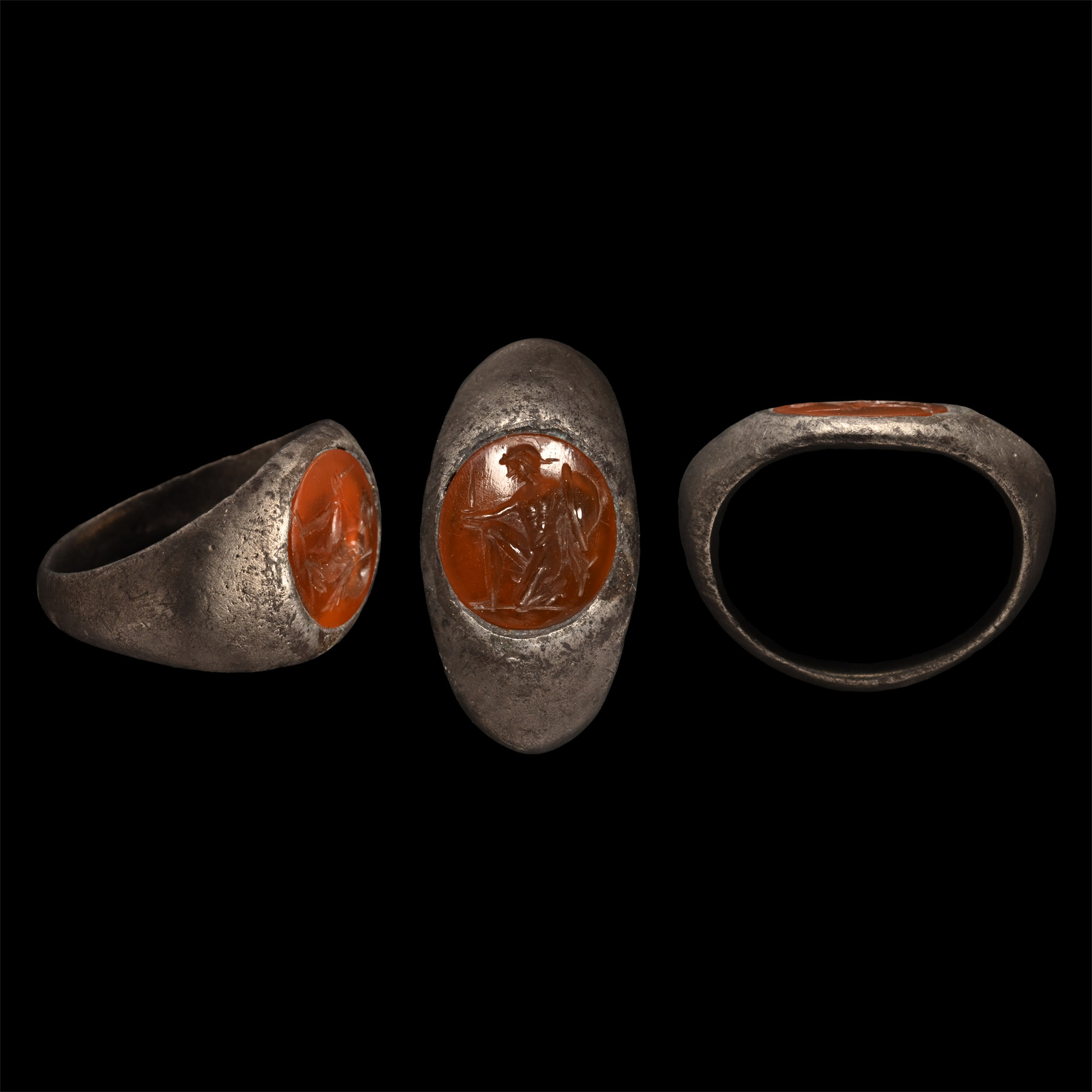 Roman Silver Ring with Warrior Gemstone