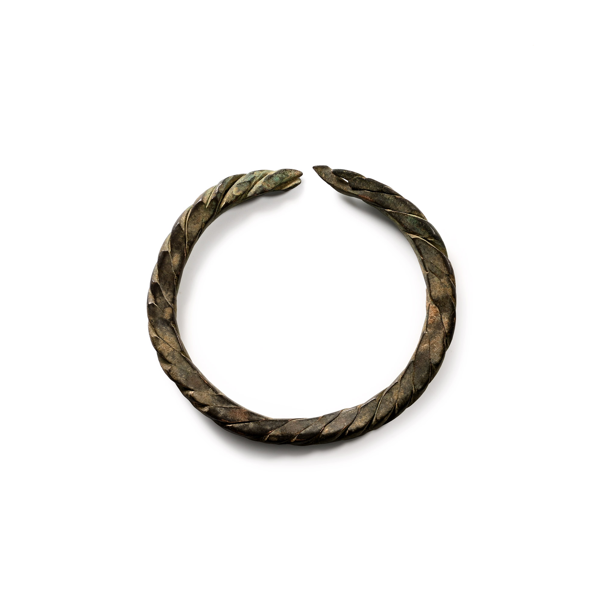 Viking Age Bronze Twisted Bracelet with Flattened Terminals